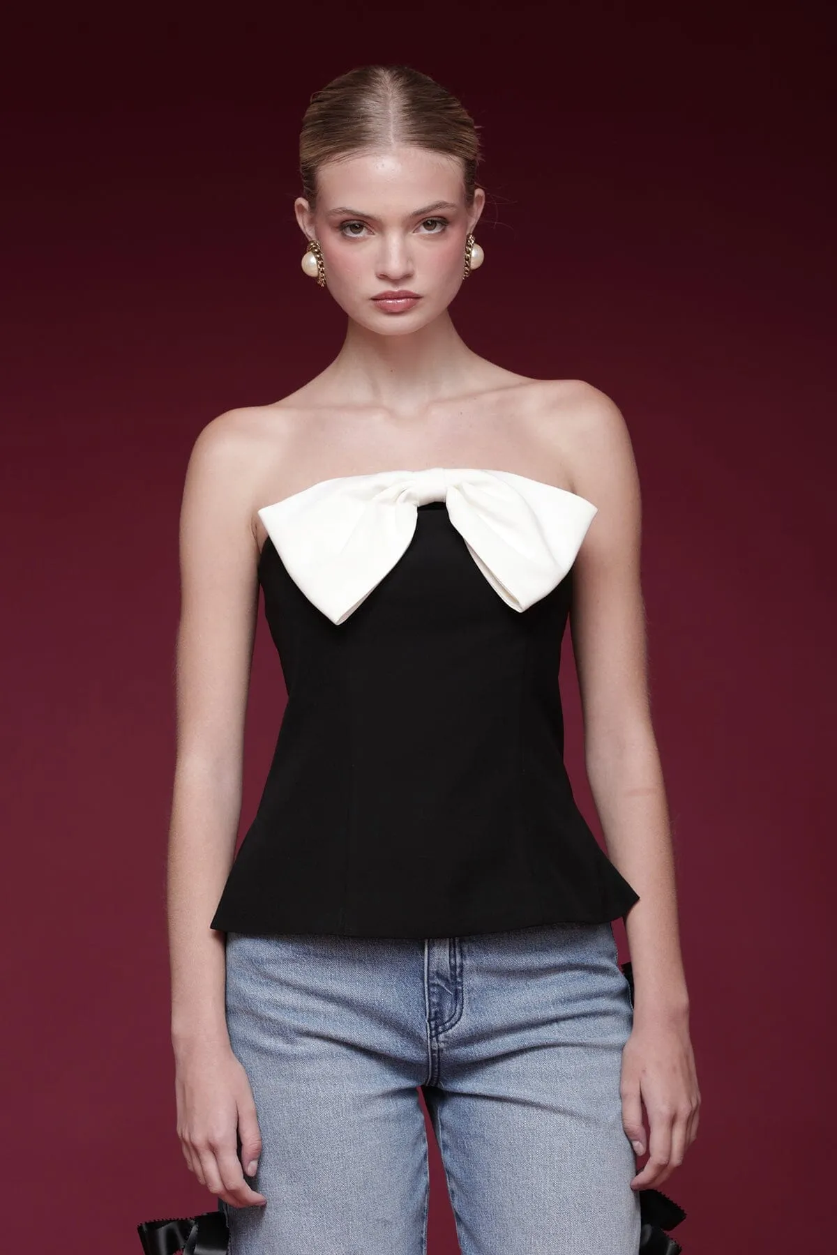 Bow Embellished Tube Top sold by Avec Les Filles product image thumbnail 3
