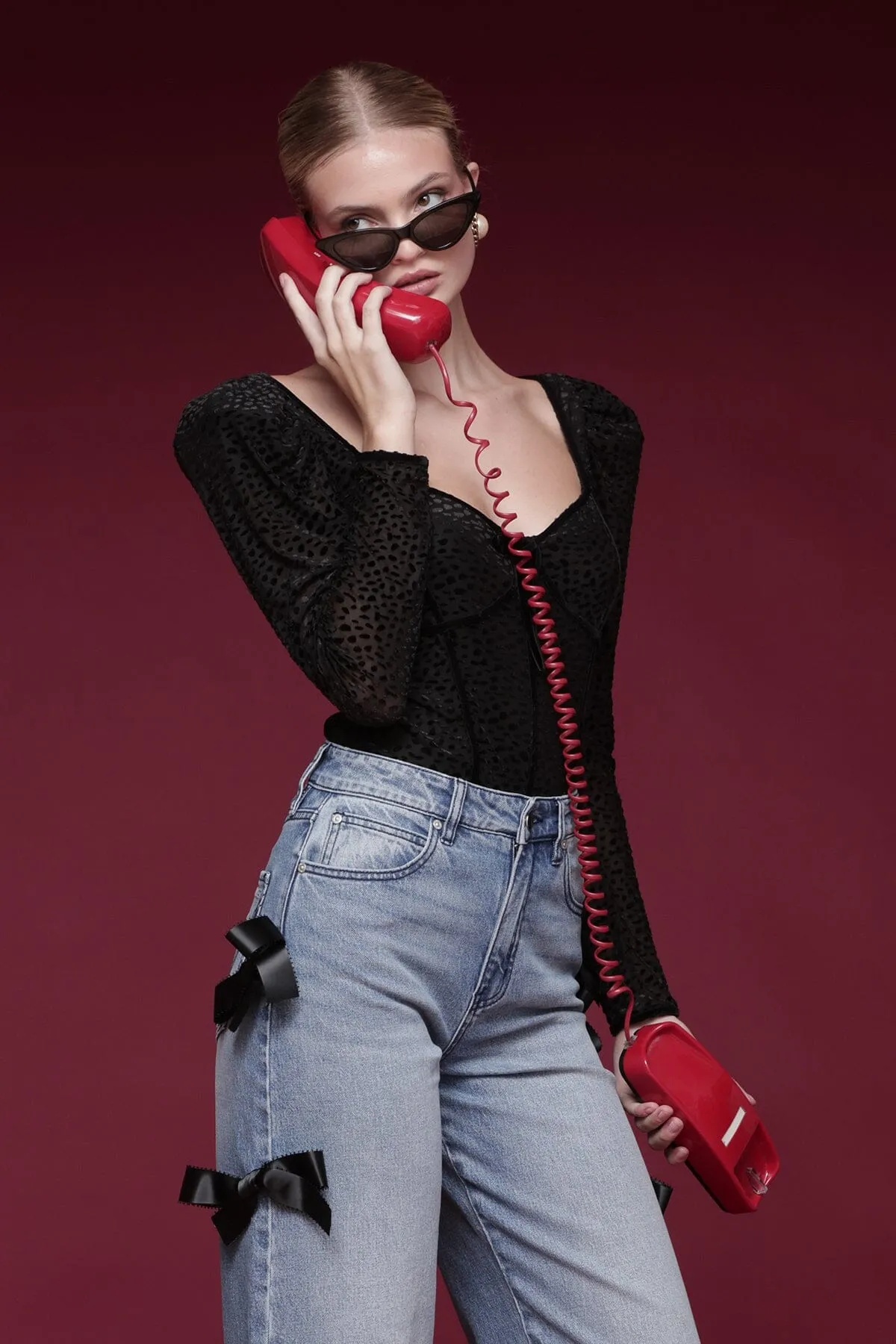Textured Velvet Sweetheart Top sold by Avec Les Filles