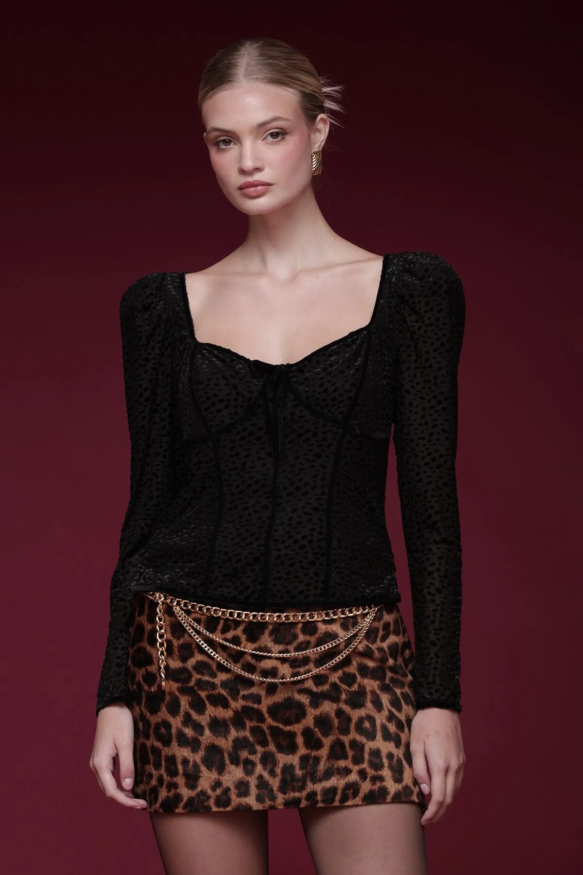Textured Velvet Sweetheart Top sold by Avec Les Filles product image thumbnail 3