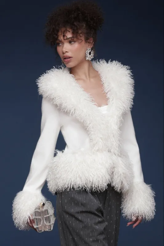 Faux Fur Trimmed Cardigan sold by Avec Les Filles