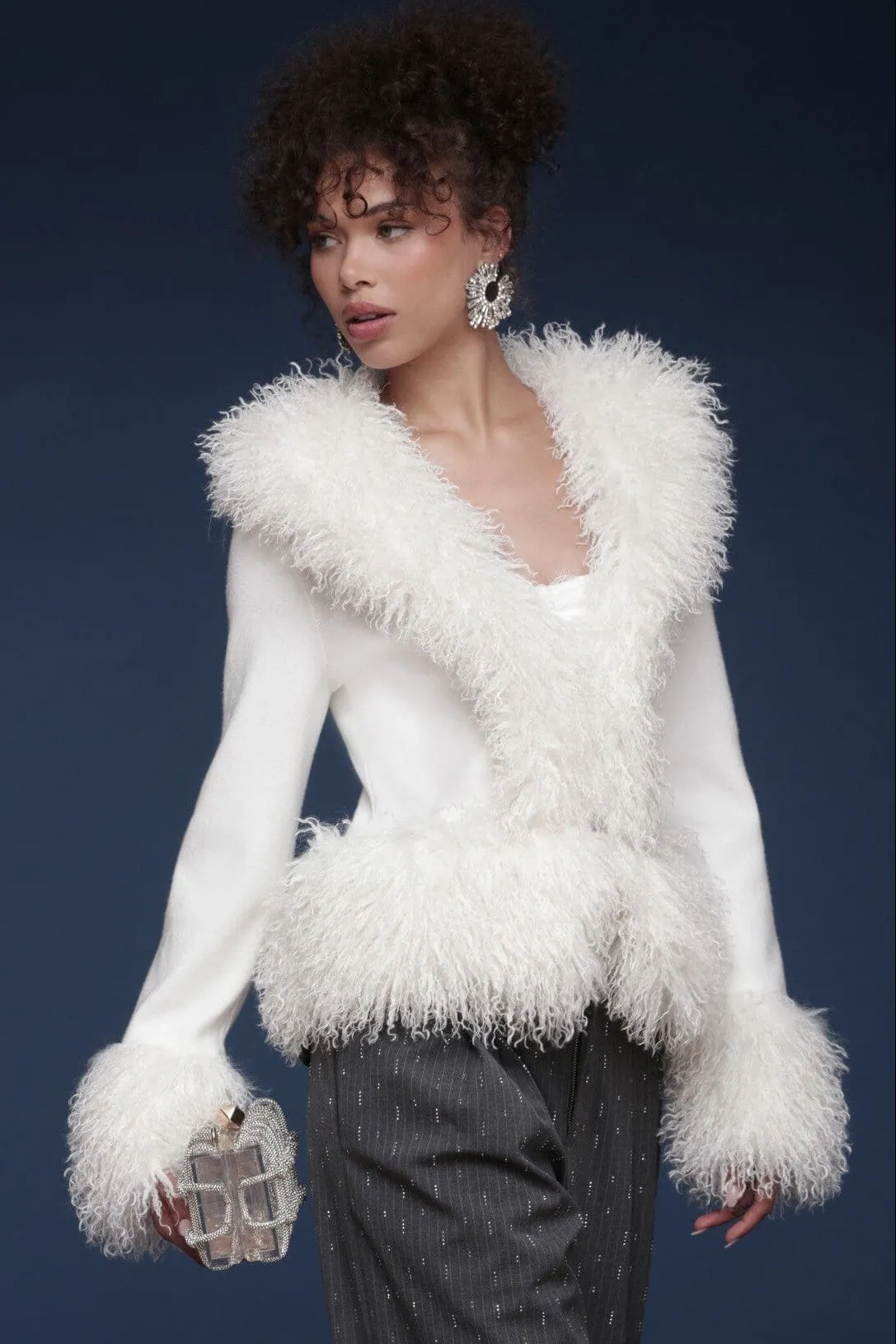 Faux Fur Trimmed Cardigan sold by Avec Les Filles