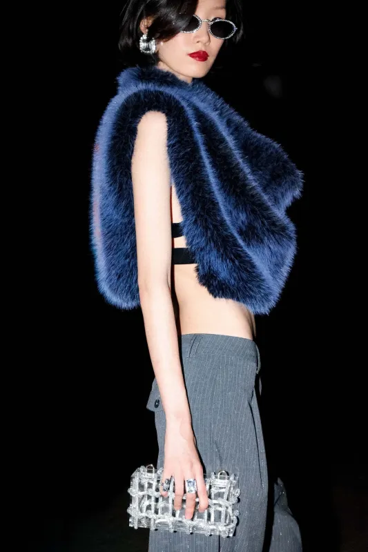 Cowl Neck Faux Fur Crop Top sold by Avec Les Filles