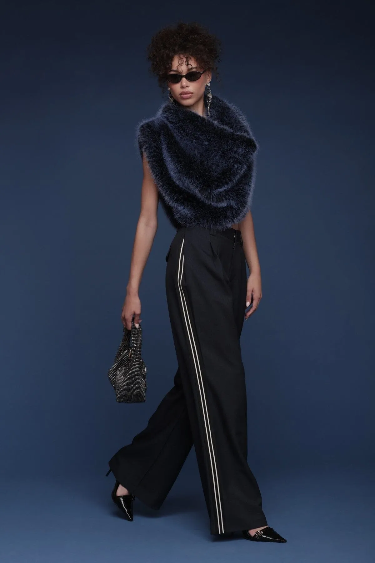 Cowl Neck Faux Fur Crop Top sold by Avec Les Filles product image thumbnail 3