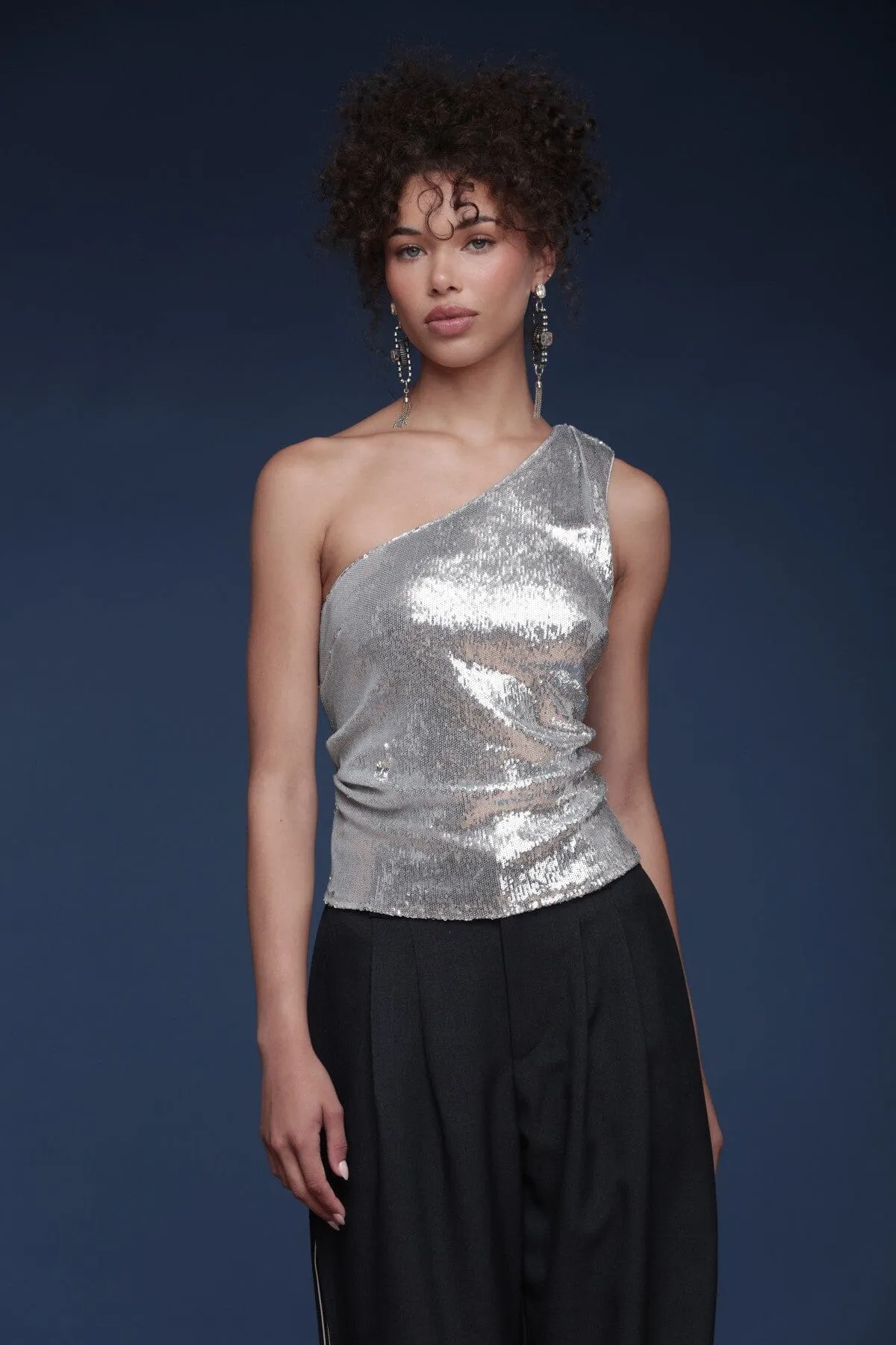 One Shoulder Sequin Ruched Top sold by Avec Les Filles product image thumbnail 3