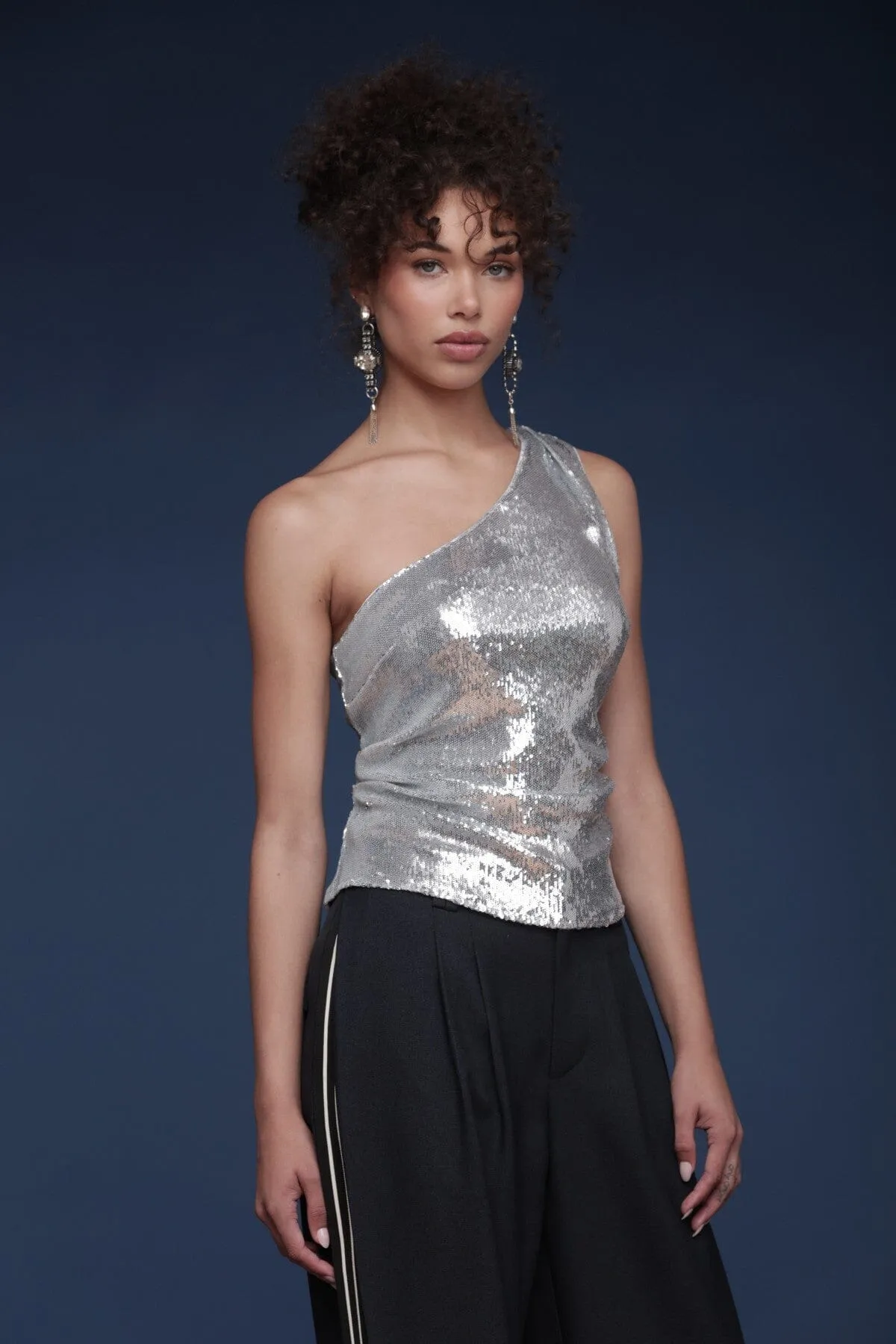One Shoulder Sequin Ruched Top sold by Avec Les Filles product image thumbnail 4