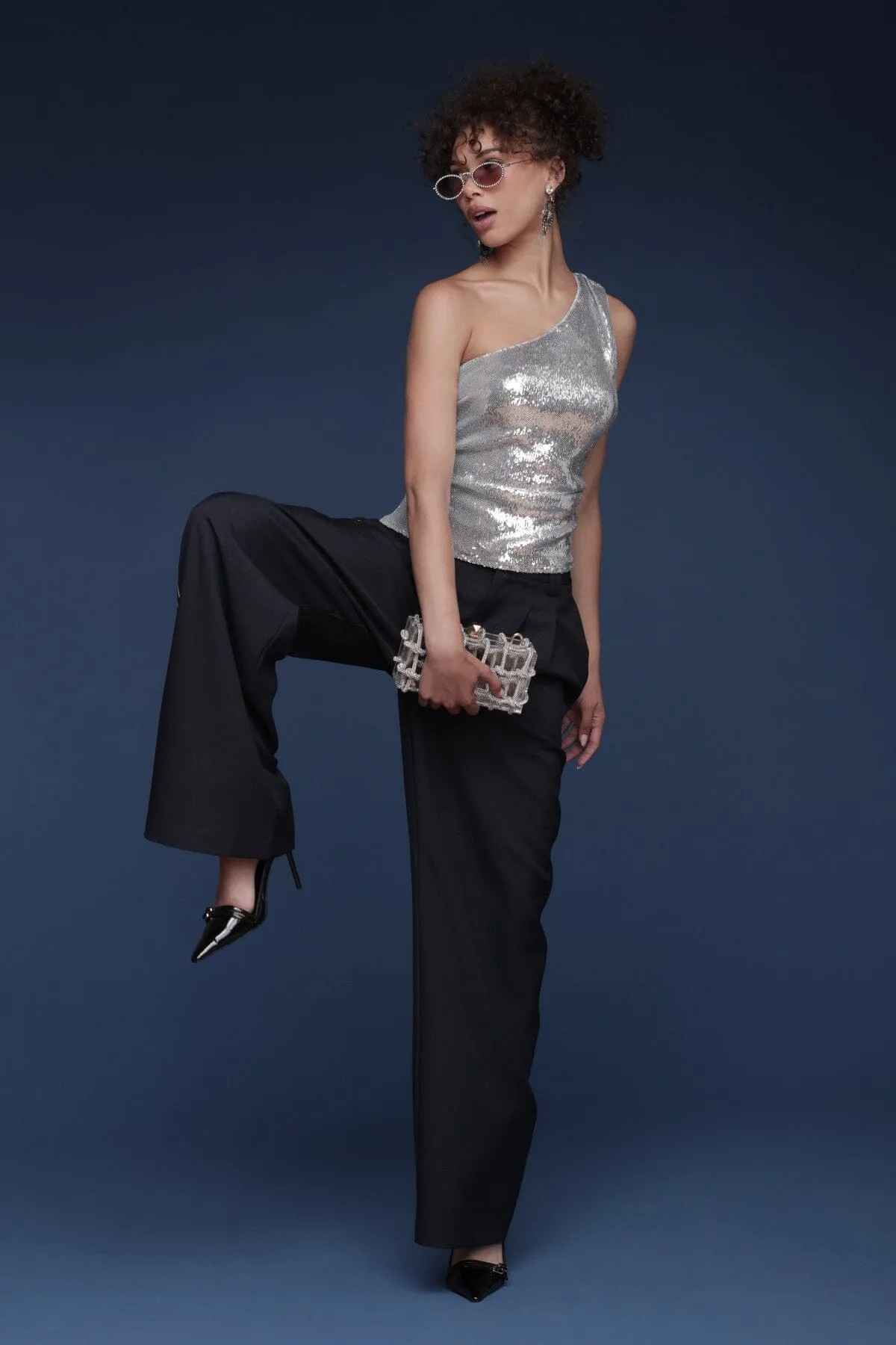 One Shoulder Sequin Ruched Top sold by Avec Les Filles product image thumbnail 2