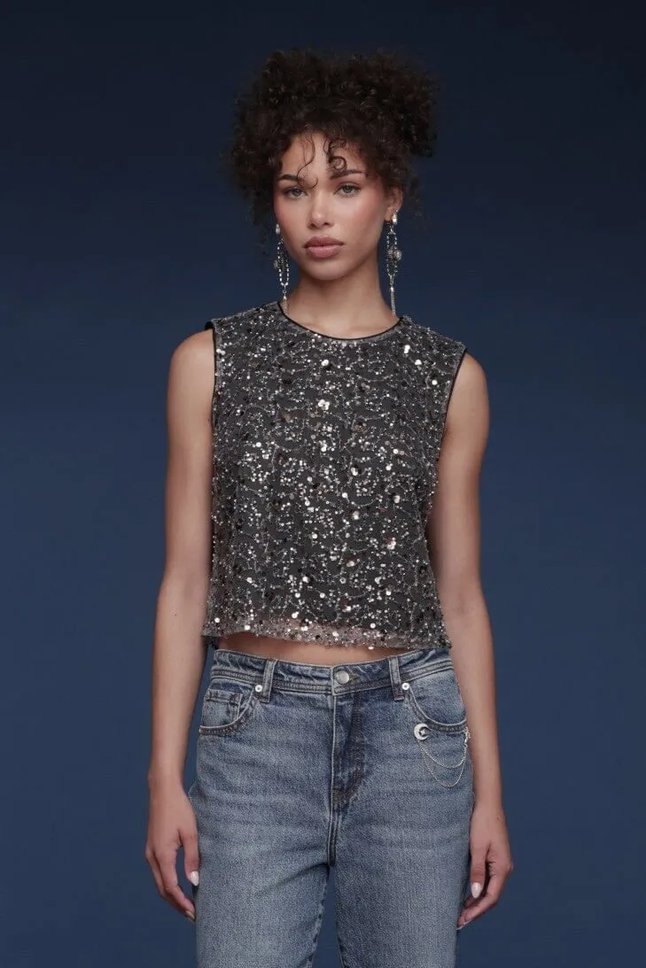 Sequin Mesh Crop Top sold by Avec Les Filles product image thumbnail 4