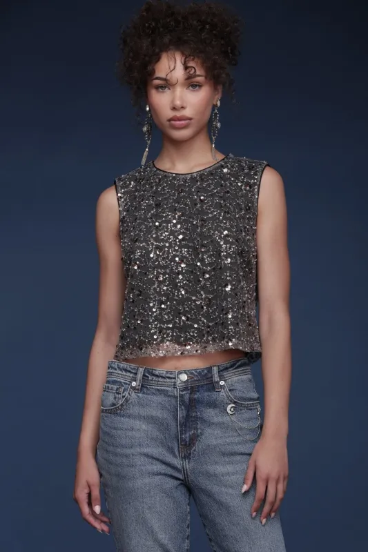Sequin Mesh Crop Top sold by Avec Les Filles