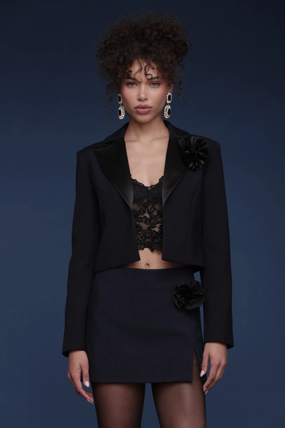 Rosette Trim Cropped Blazer sold by Avec Les Filles product image thumbnail 3