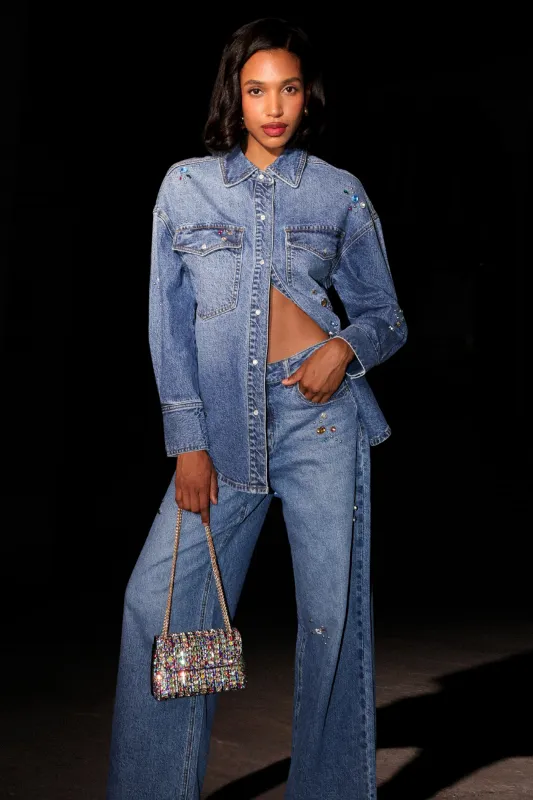 Bejeweled Denim Shirt made by Avec Les Filles