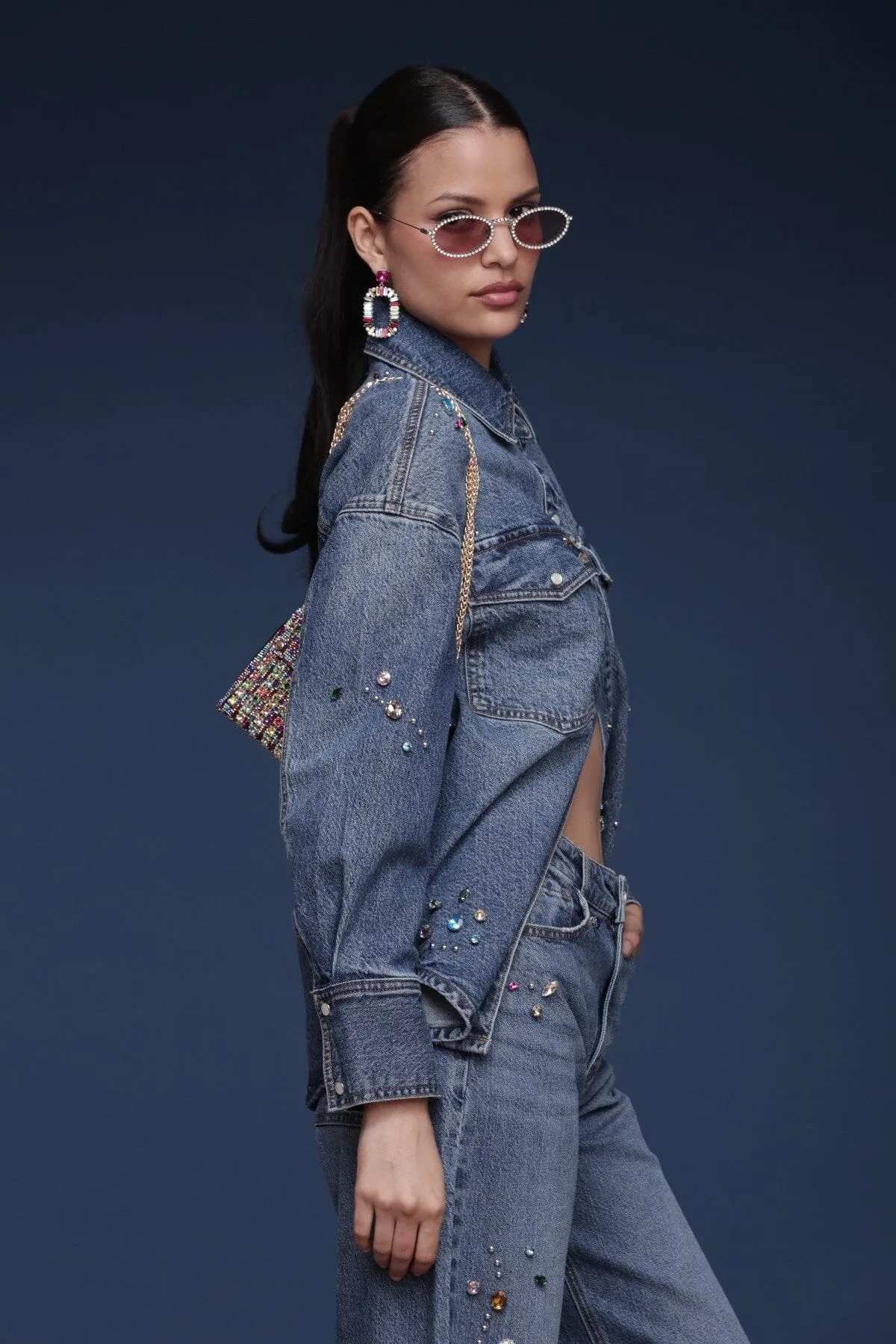 Bejeweled Denim Shirt sold by Avec Les Filles product image thumbnail 2