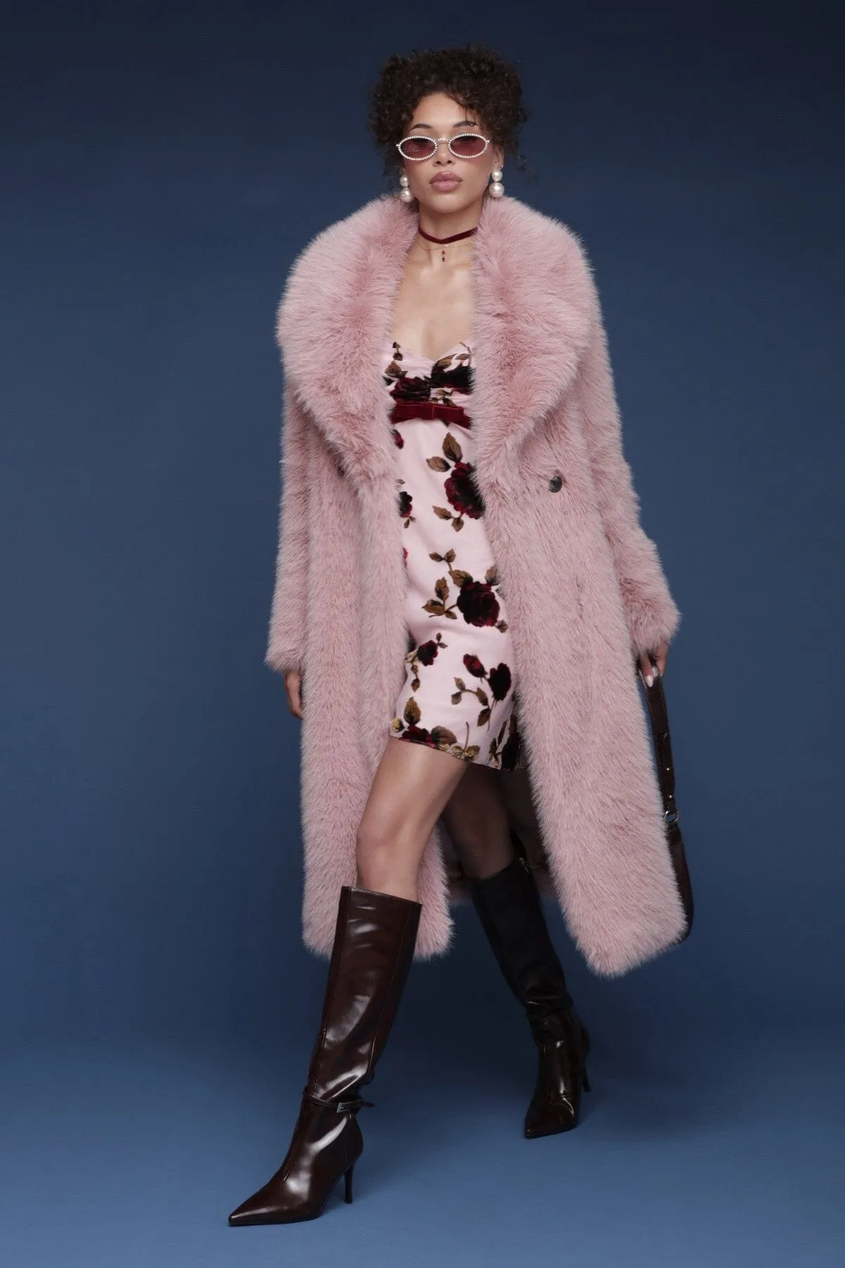 Oversized Collar Faux Fur Midi Coat sold by Avec Les Filles product image thumbnail 3