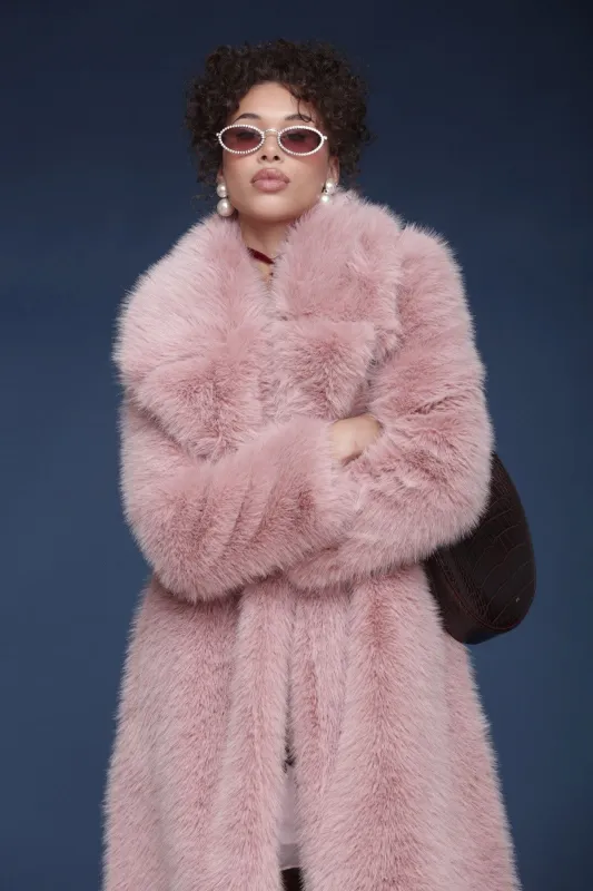Oversized Collar Faux Fur Midi Coat sold by Avec Les Filles