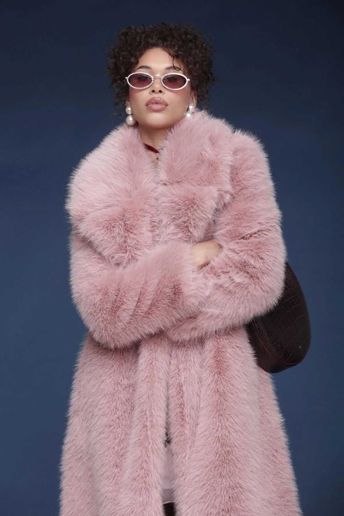 Oversized Collar Faux Fur Midi Coat sold by Avec Les Filles