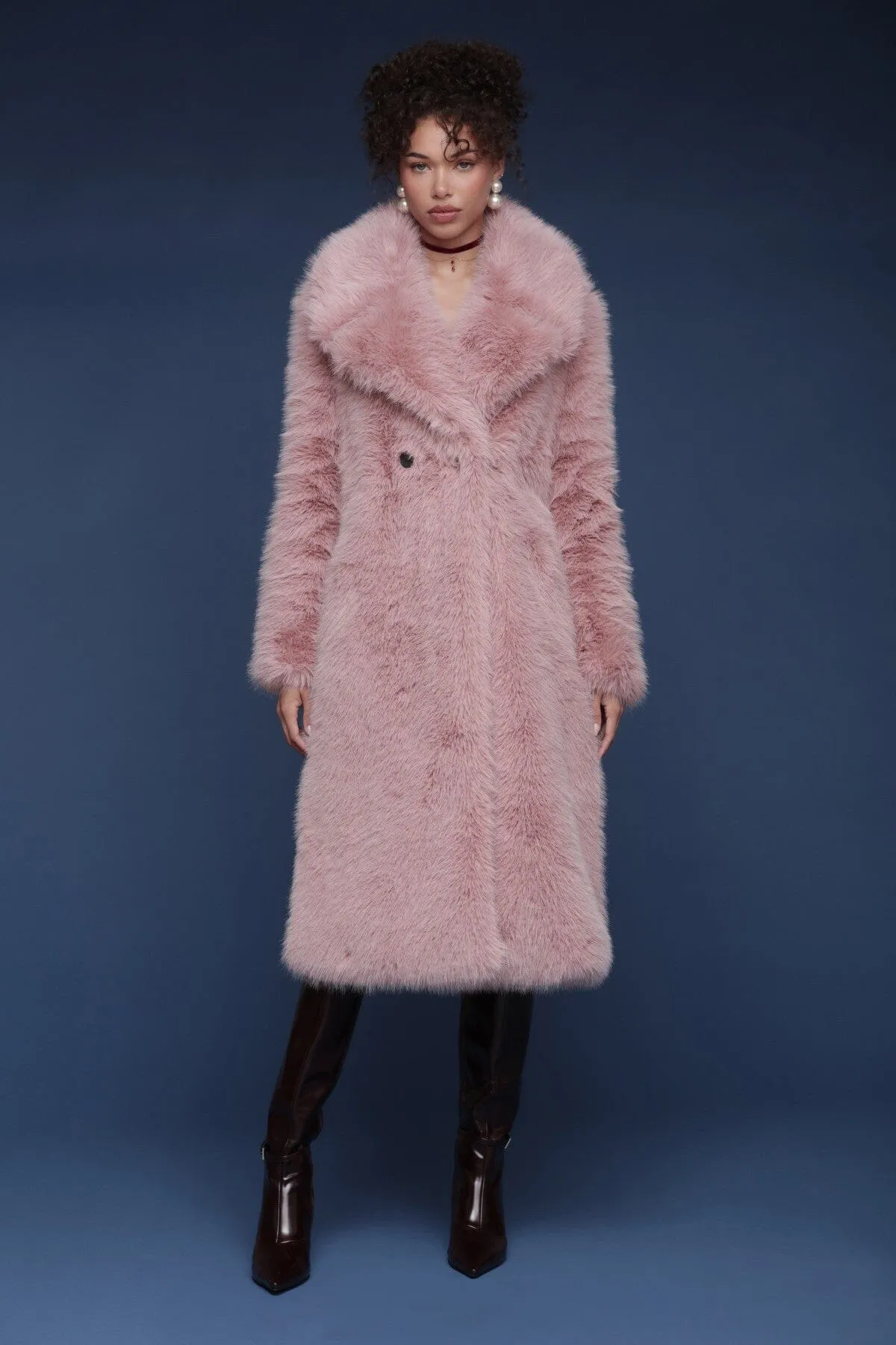 Oversized Collar Faux Fur Midi Coat sold by Avec Les Filles product image thumbnail 5