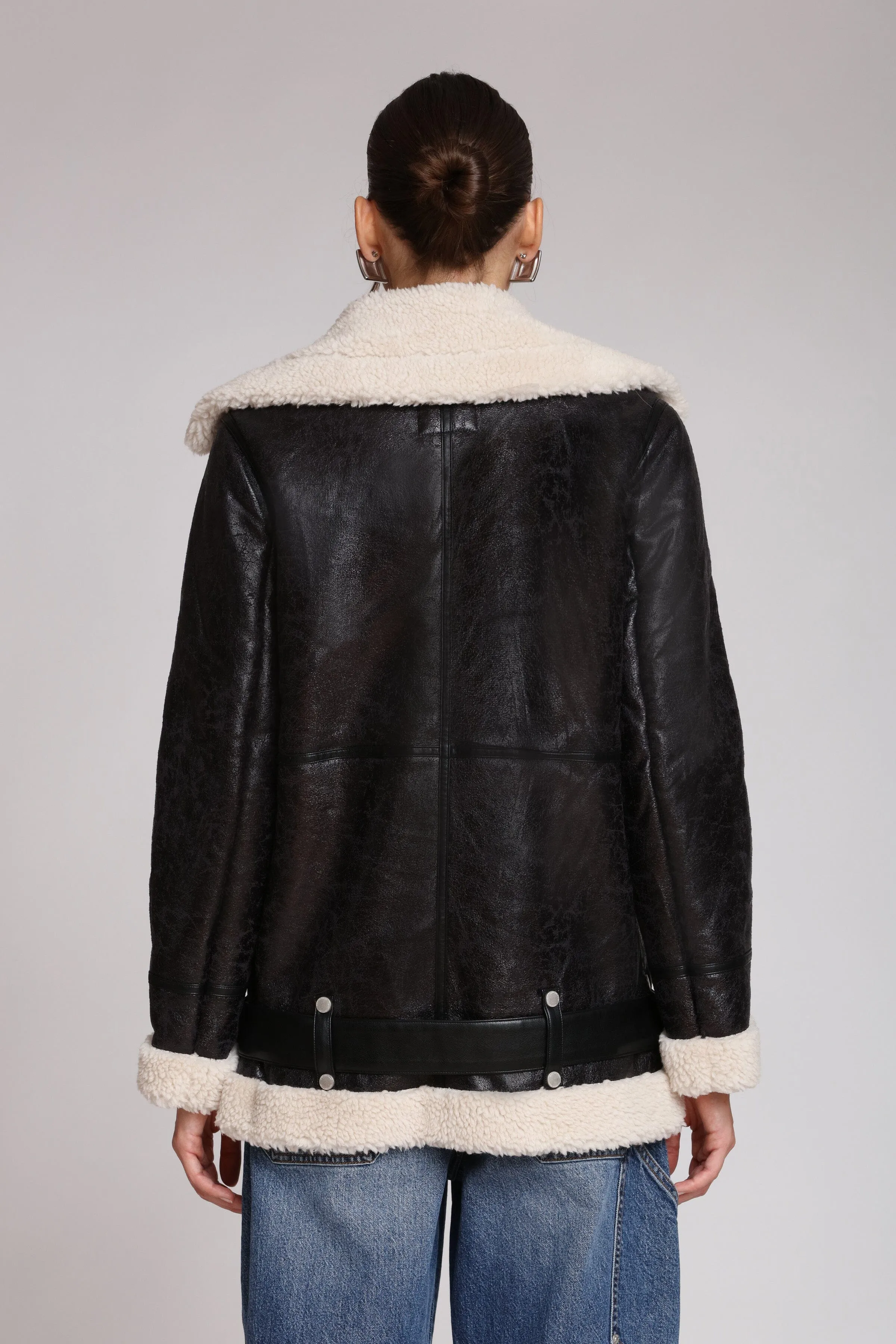 Faux Shearling Biker Coat sold by Avec Les Filles product image thumbnail 5