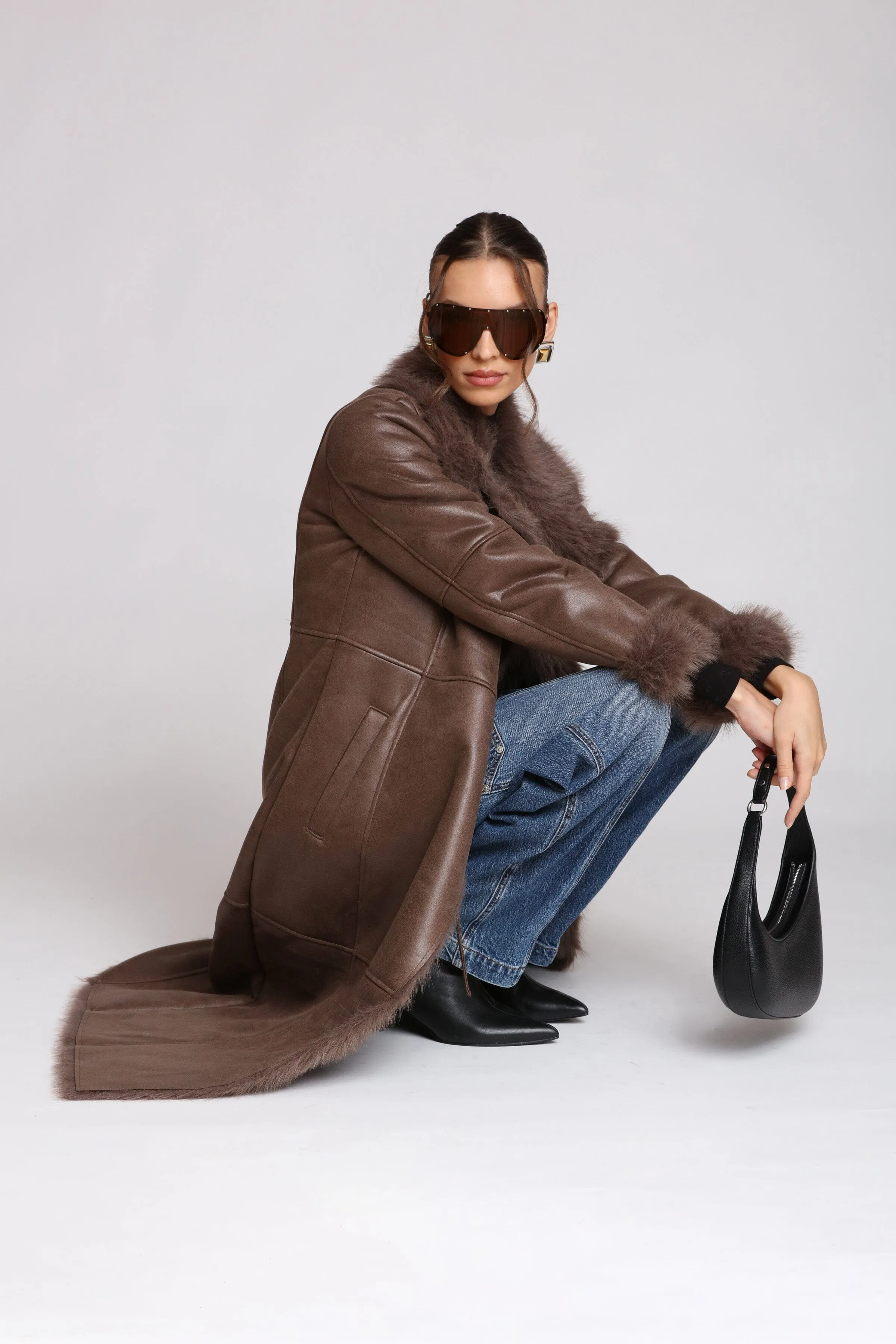 Faux Shearling Midi Wrap Coat sold by Avec Les Filles product image thumbnail 2