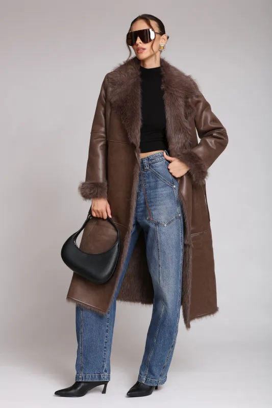 Faux Shearling Midi Wrap Coat made by Avec Les Filles