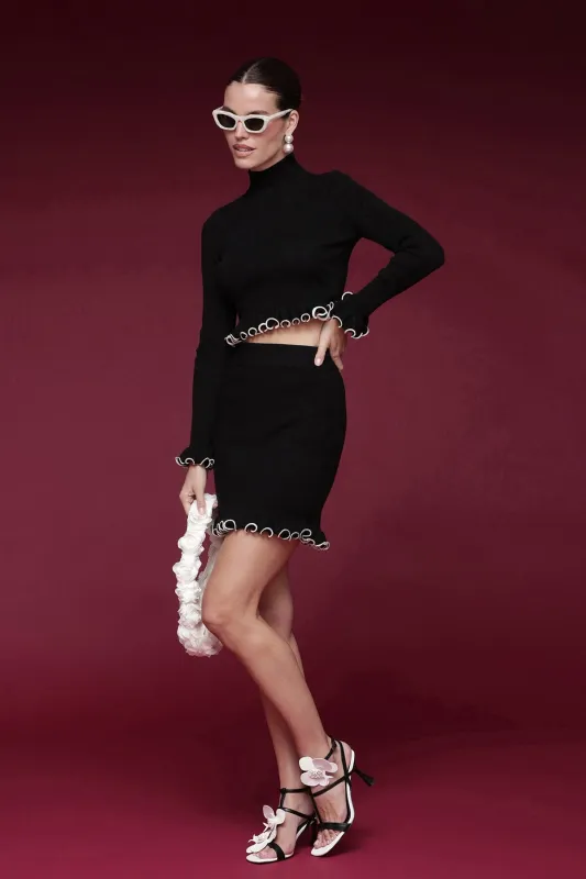 Ruffle Trim Knit Mini Skirt sold by Avec Les Filles