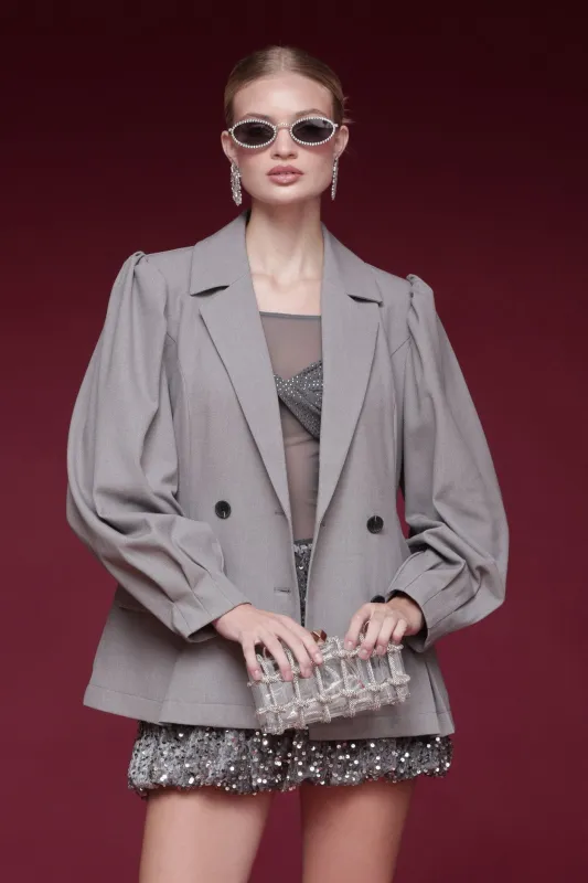 Puff Sleeve Double Breasted Blazer sold by Avec Les Filles