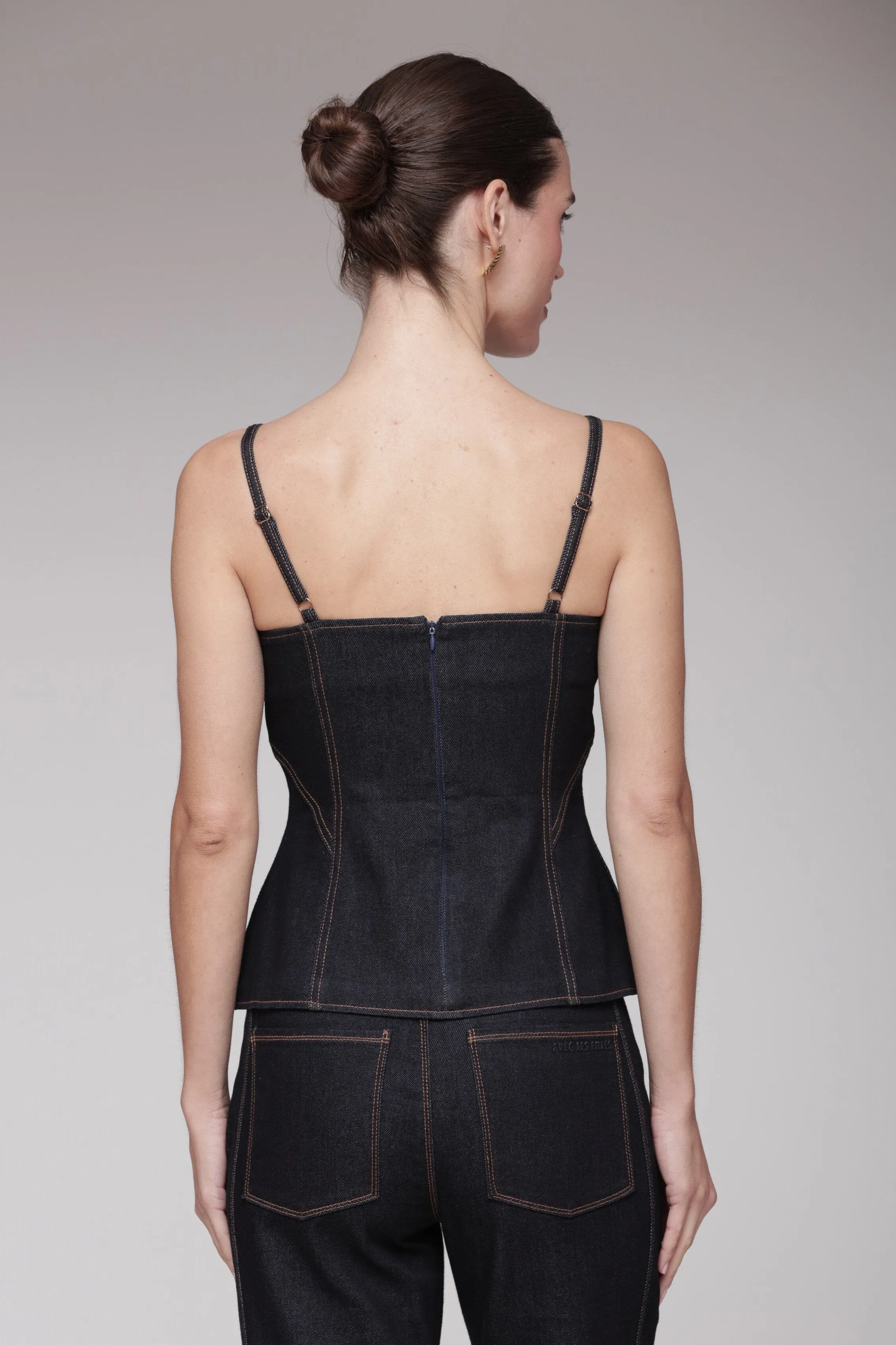 Novelty Button Denim Bustier Top sold by Avec Les Filles product image thumbnail 5