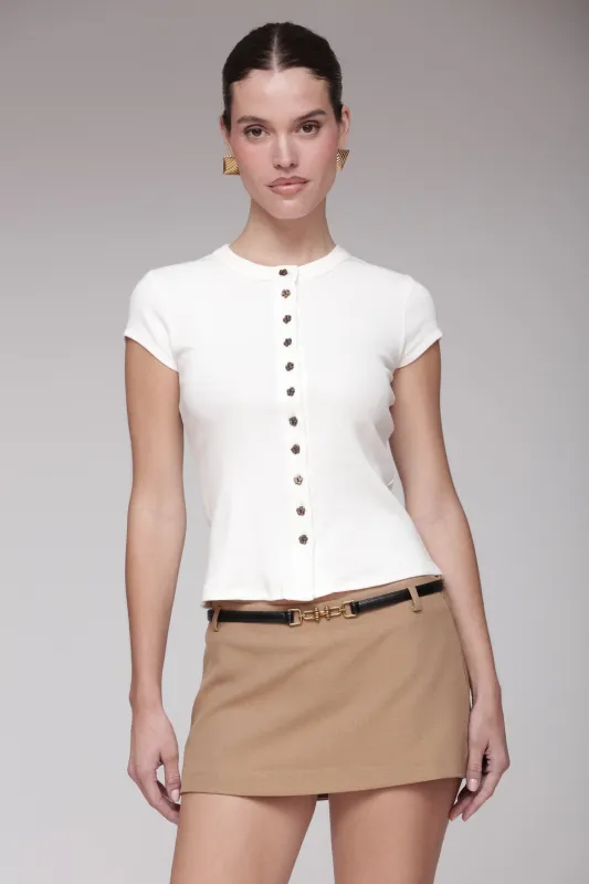 Flower Button Cotton T-Shirt made by Avec Les Filles