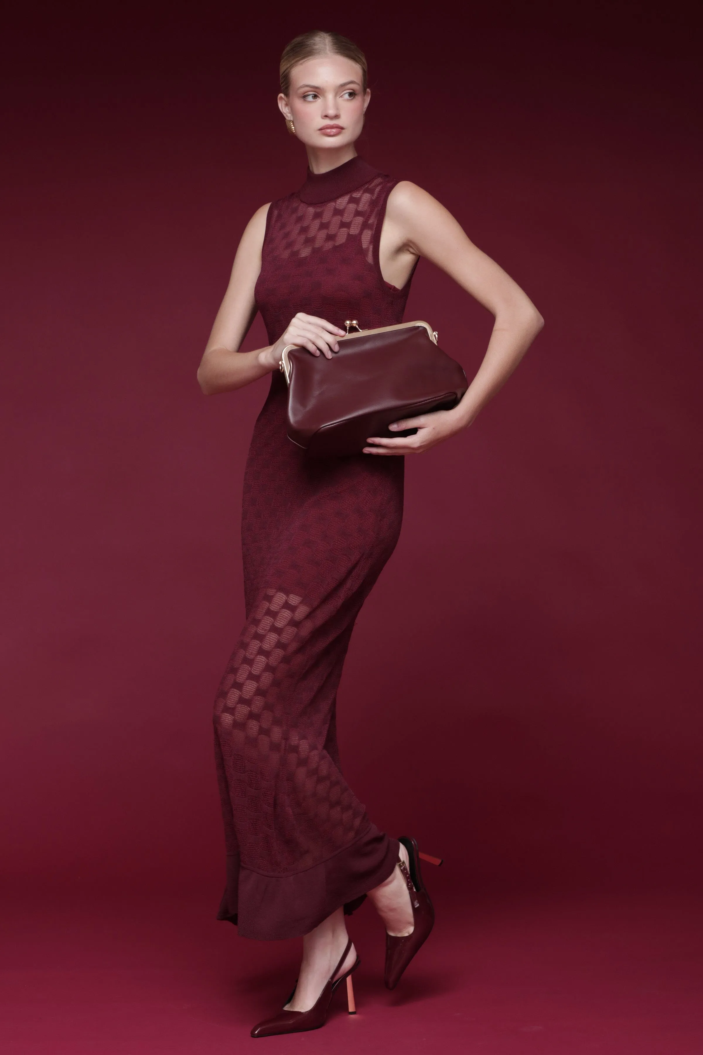 Sheer Textured Knit Maxi Dress sold by Avec Les Filles