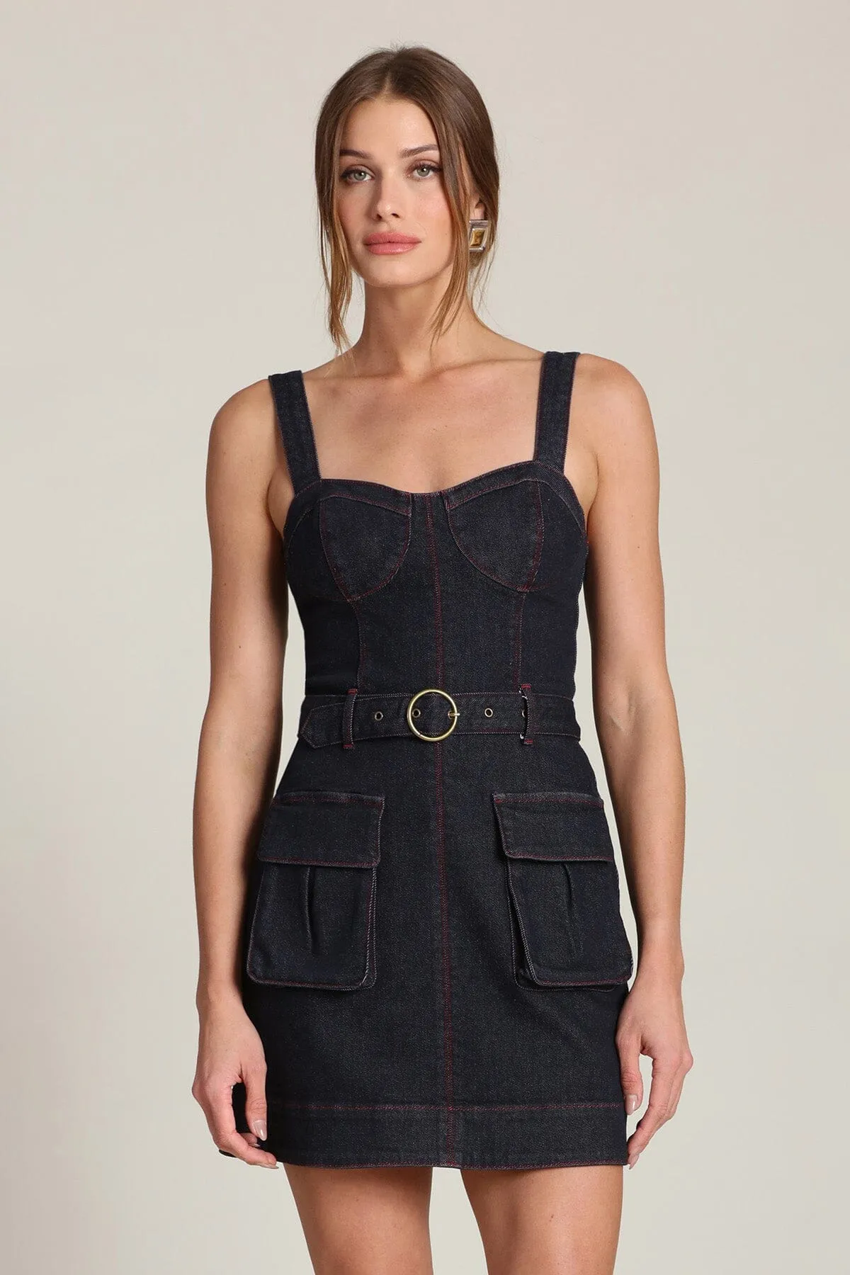 Denim Utility Mini Dress sold by Avec Les Filles product image thumbnail 3