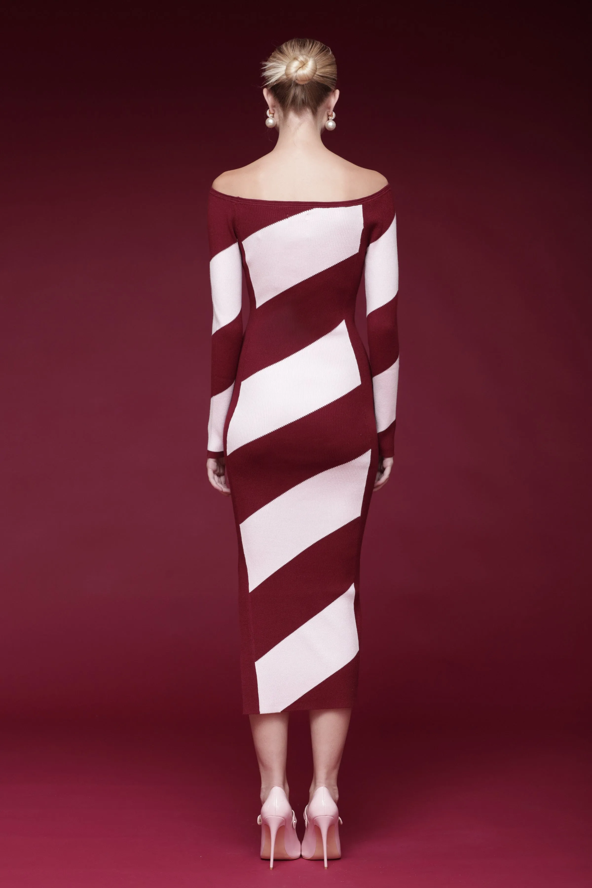 Striped Off-Shoulder Sweater Dress sold by Avec Les Filles product image thumbnail 5