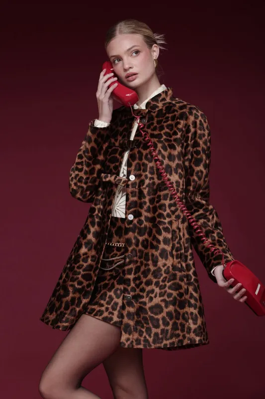 Bow Front Leopard Topper Coat sold by Avec Les Filles
