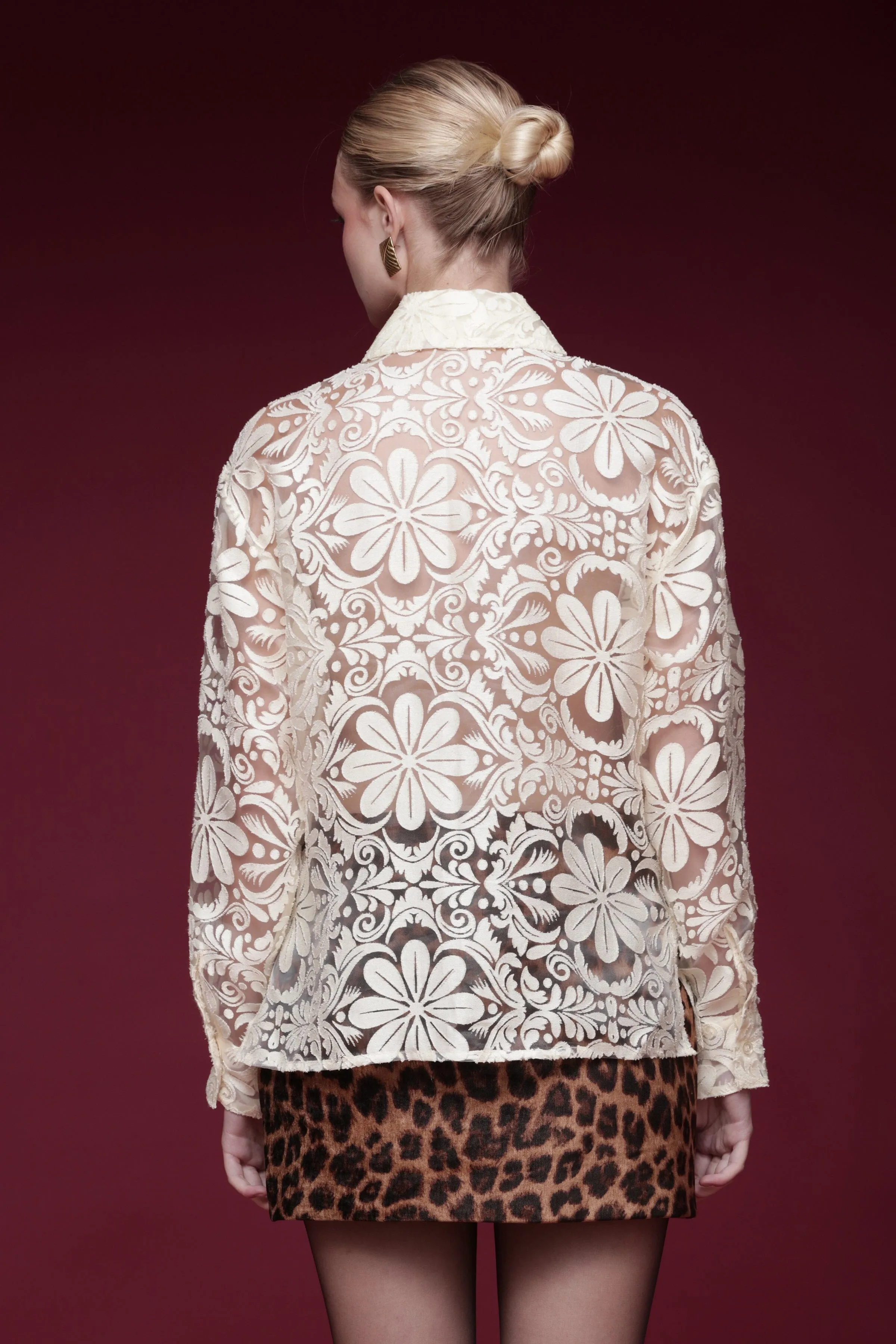 Sheer Floral Burnout Shirt sold by Avec Les Filles product image thumbnail 2