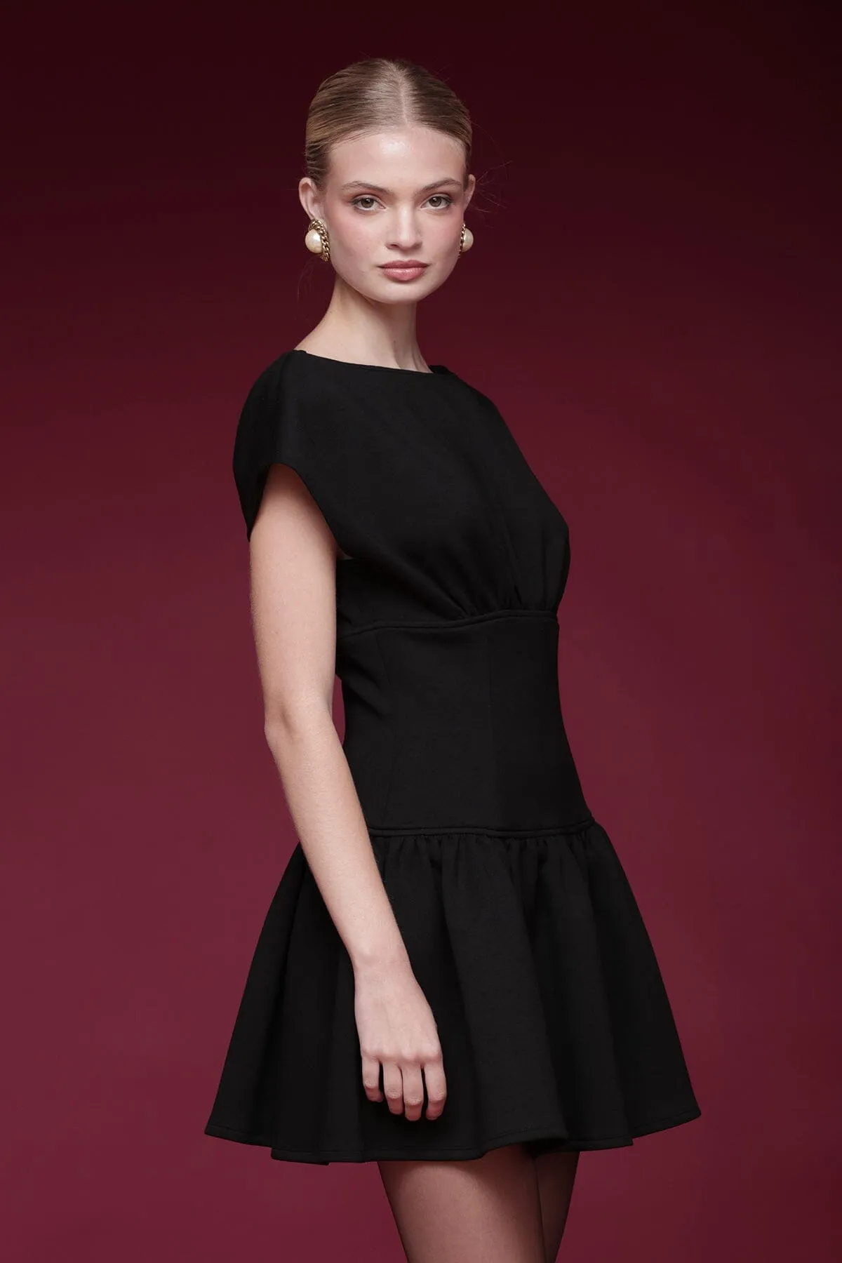 Cap Sleeve Hourglass Mini Dress sold by Avec Les Filles product image thumbnail 4