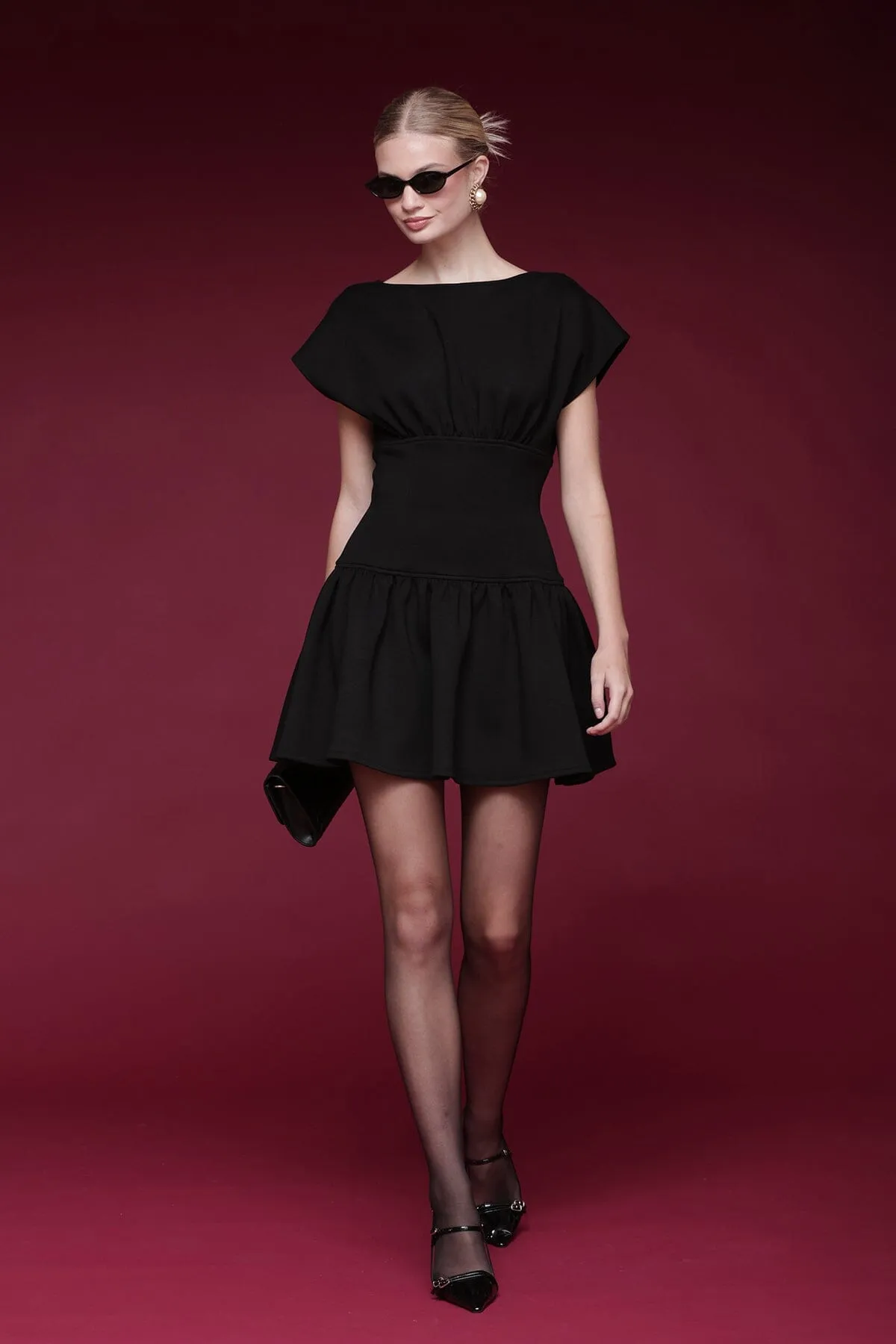 Cap Sleeve Hourglass Mini Dress sold by Avec Les Filles