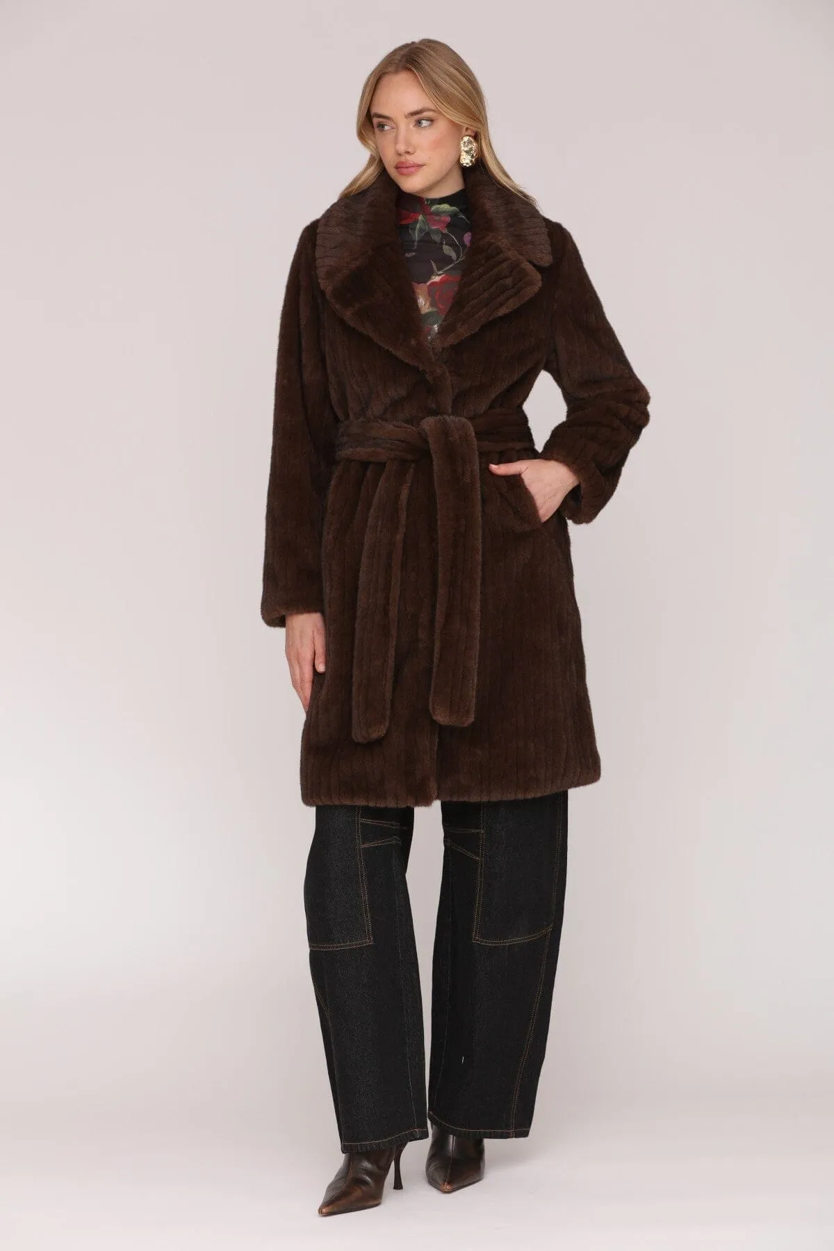 Belted Faux Fur Coat sold by Avec Les Filles product image thumbnail 3
