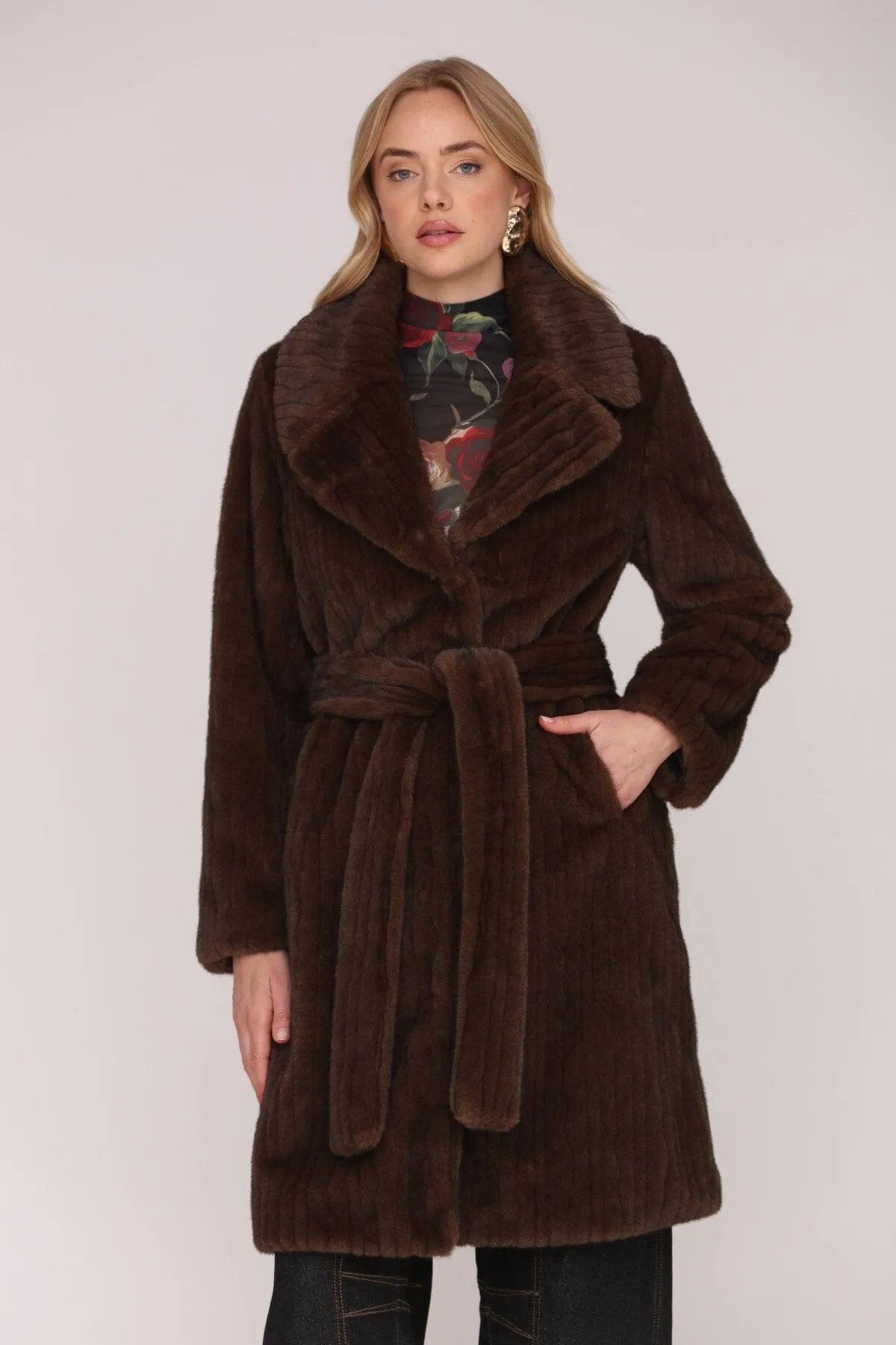 Belted Faux Fur Coat sold by Avec Les Filles