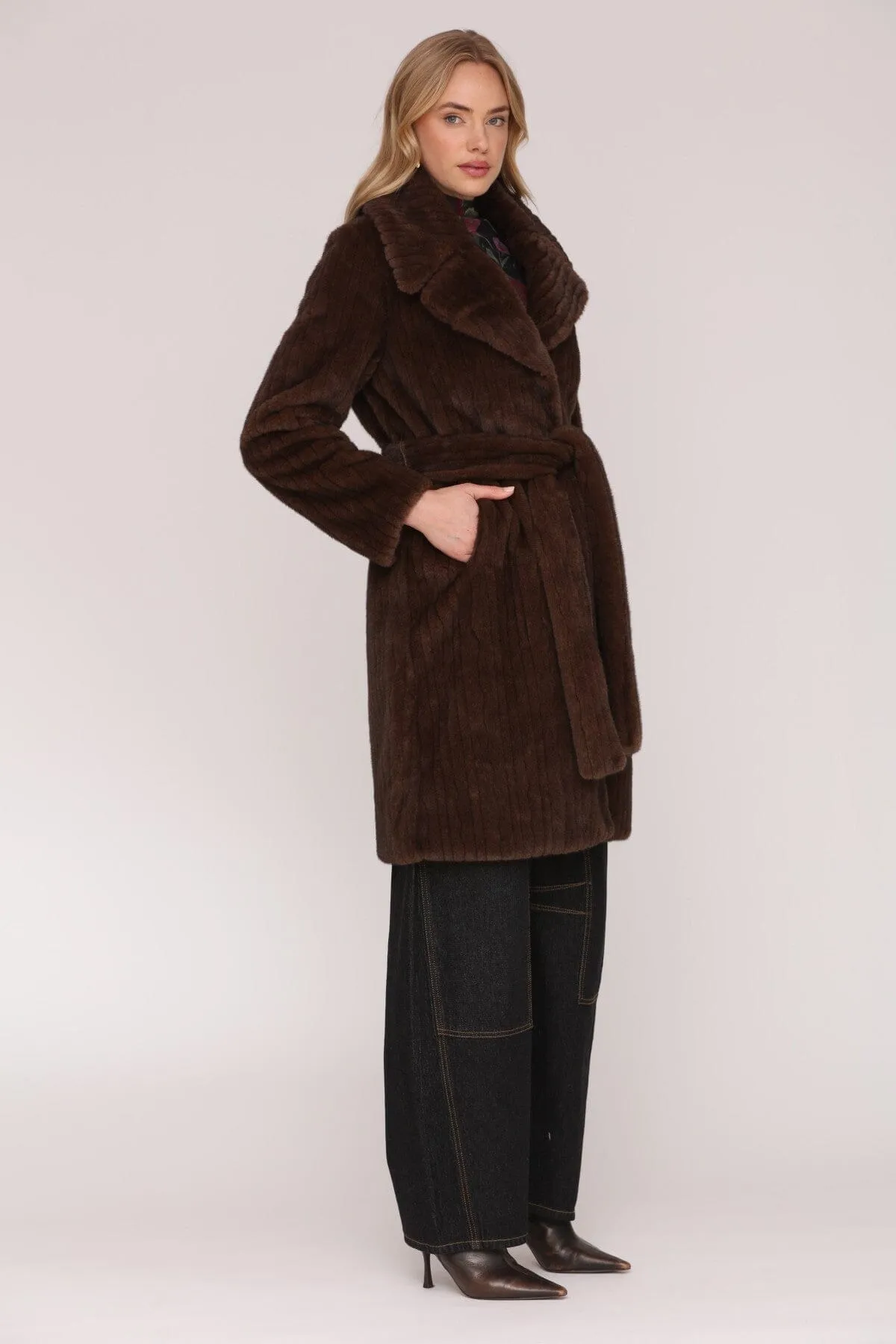 Belted Faux Fur Coat sold by Avec Les Filles product image thumbnail 4