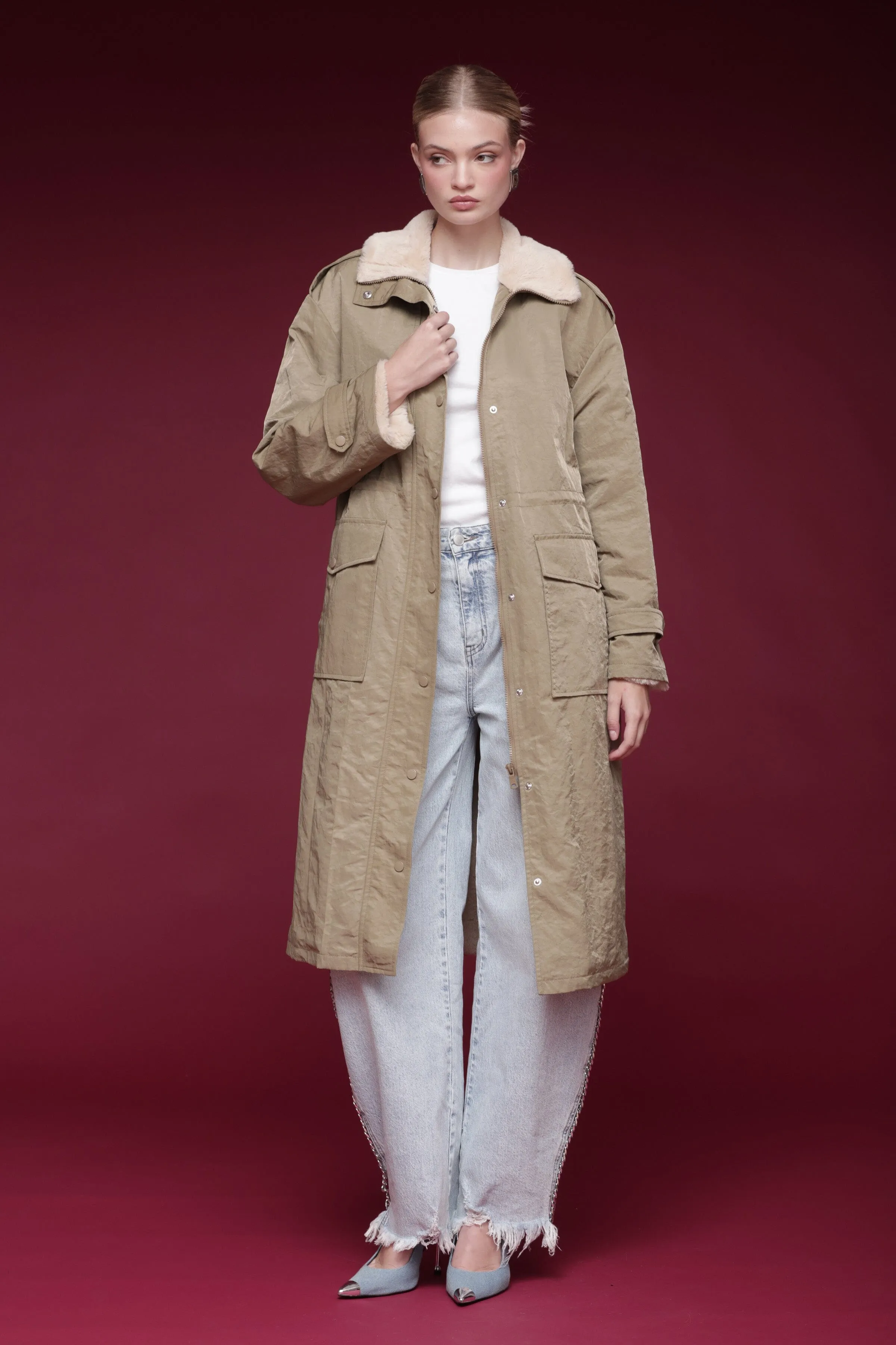 Faux Fur-Lined Nylon Parka sold by Avec Les Filles product image thumbnail 3