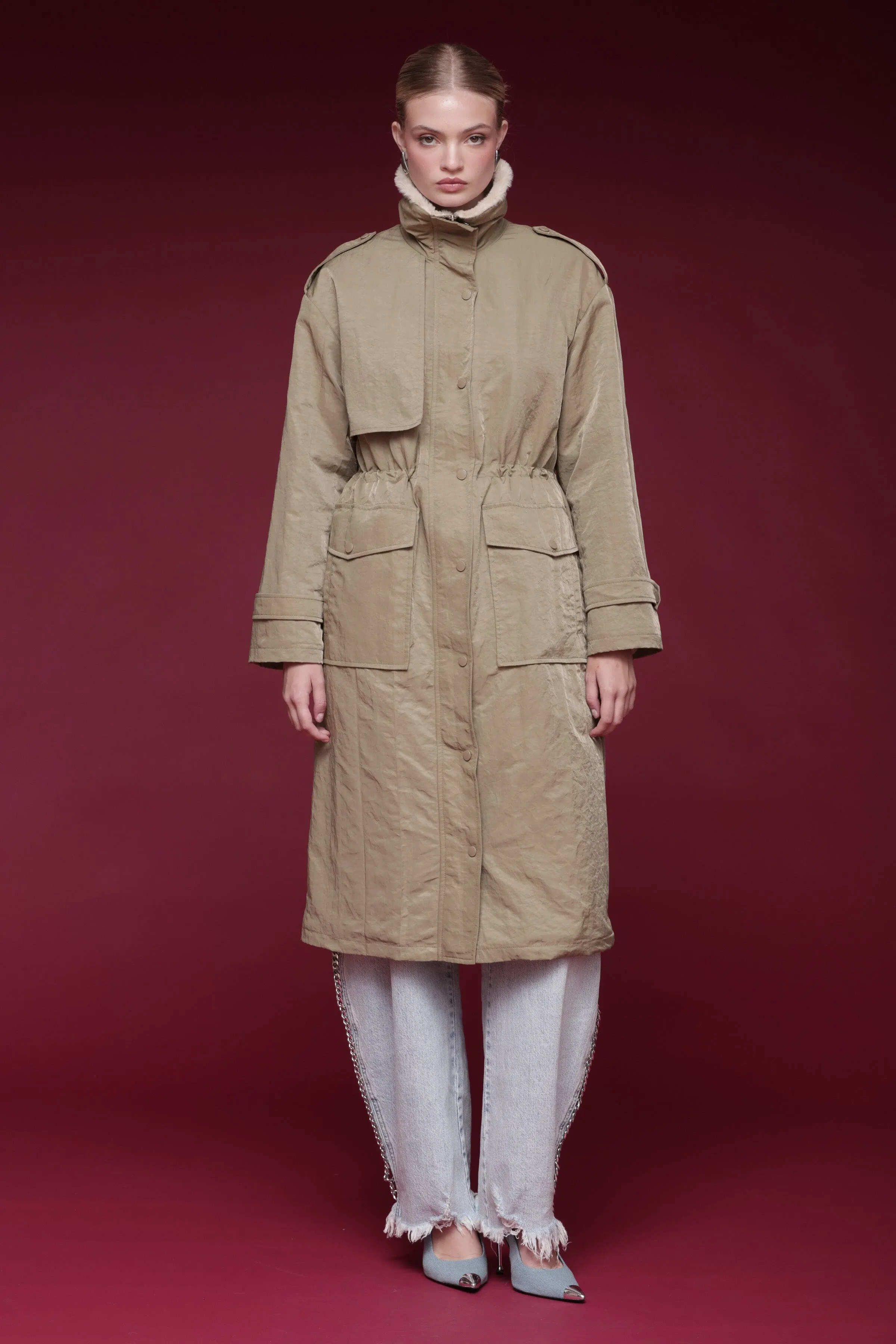 Faux Fur-Lined Nylon Parka sold by Avec Les Filles product image thumbnail 4