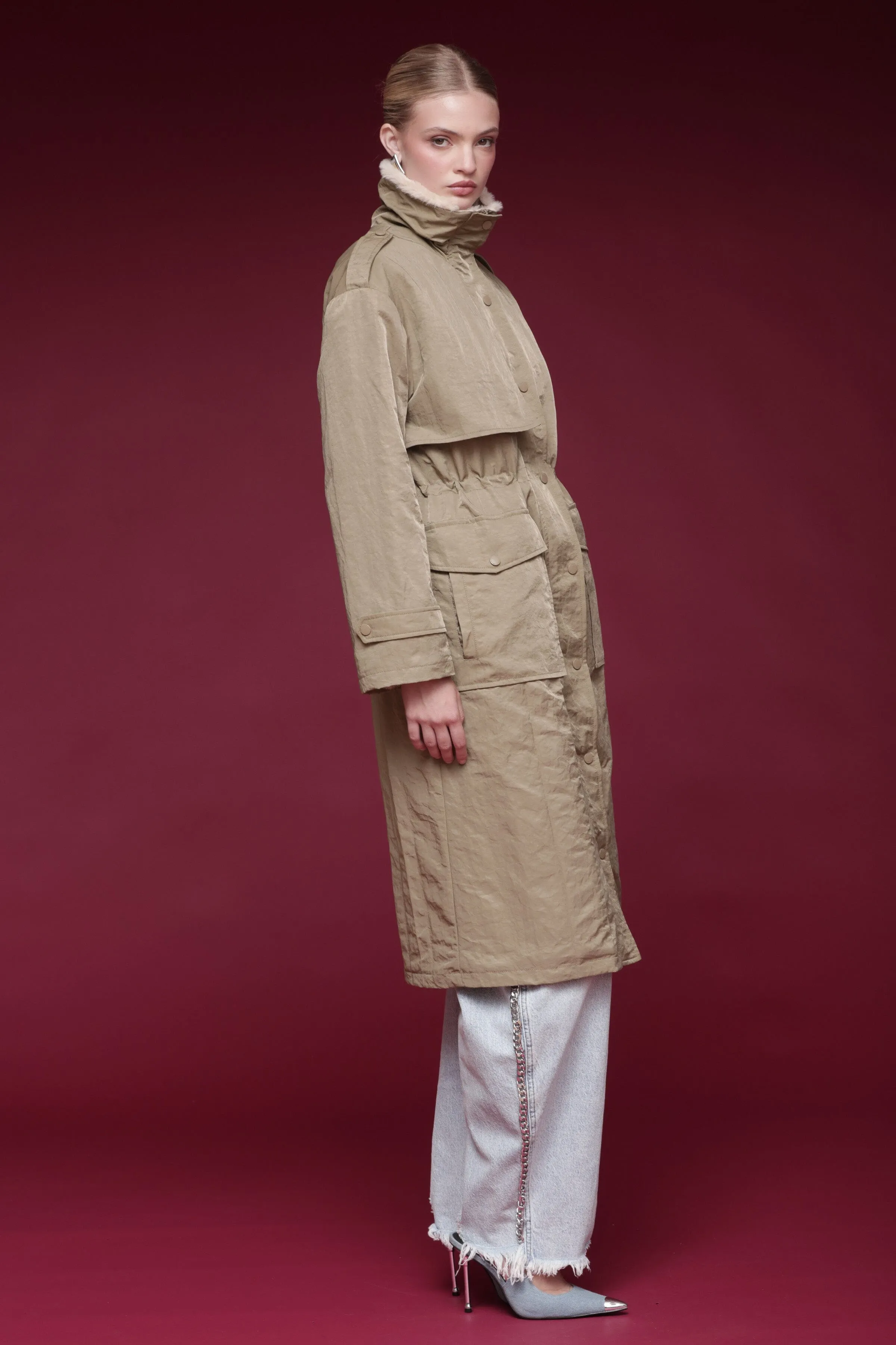 Faux Fur-Lined Nylon Parka sold by Avec Les Filles product image thumbnail 5