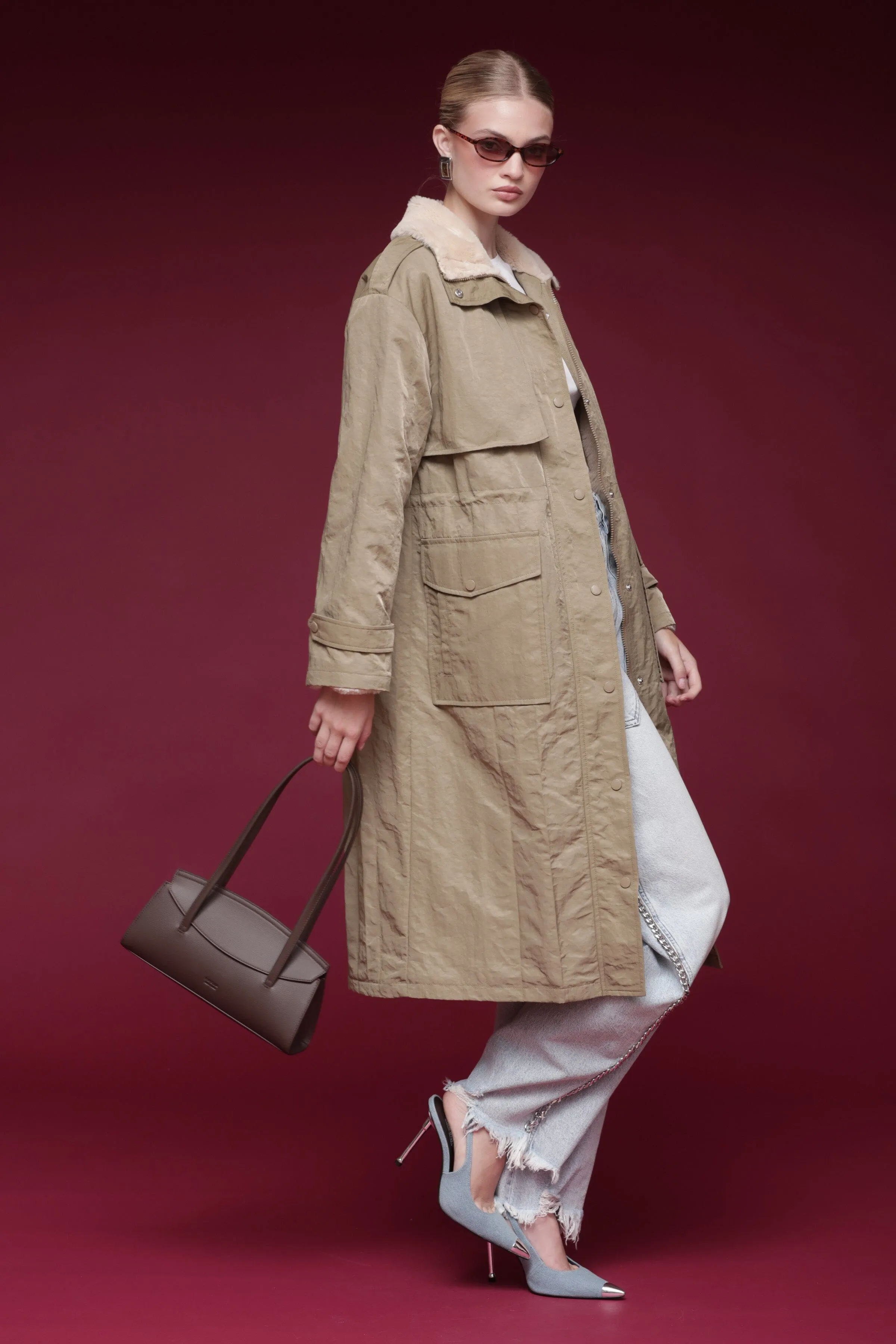 Faux Fur-Lined Nylon Parka sold by Avec Les Filles product image thumbnail 2