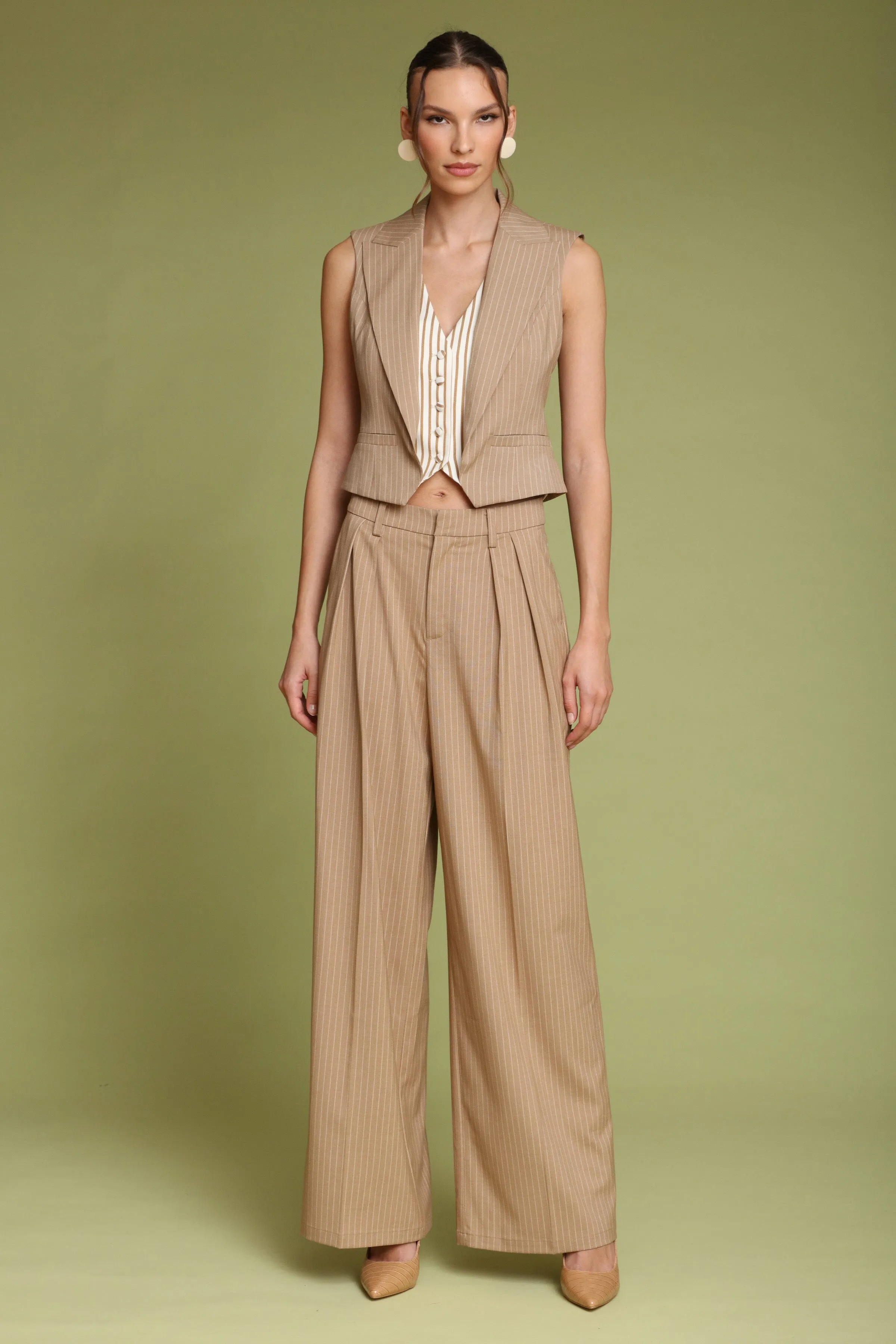 Pinstripe Wide Leg Trouser sold by Avec Les Filles product image thumbnail 3