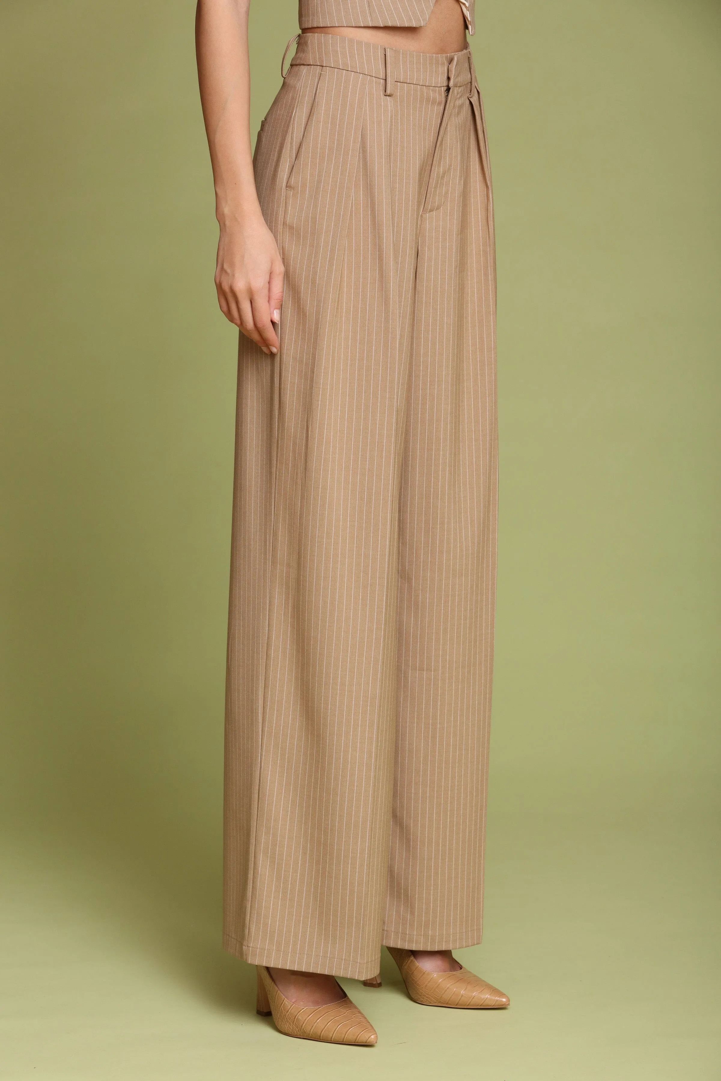 Pinstripe Wide Leg Trouser sold by Avec Les Filles product image thumbnail 5
