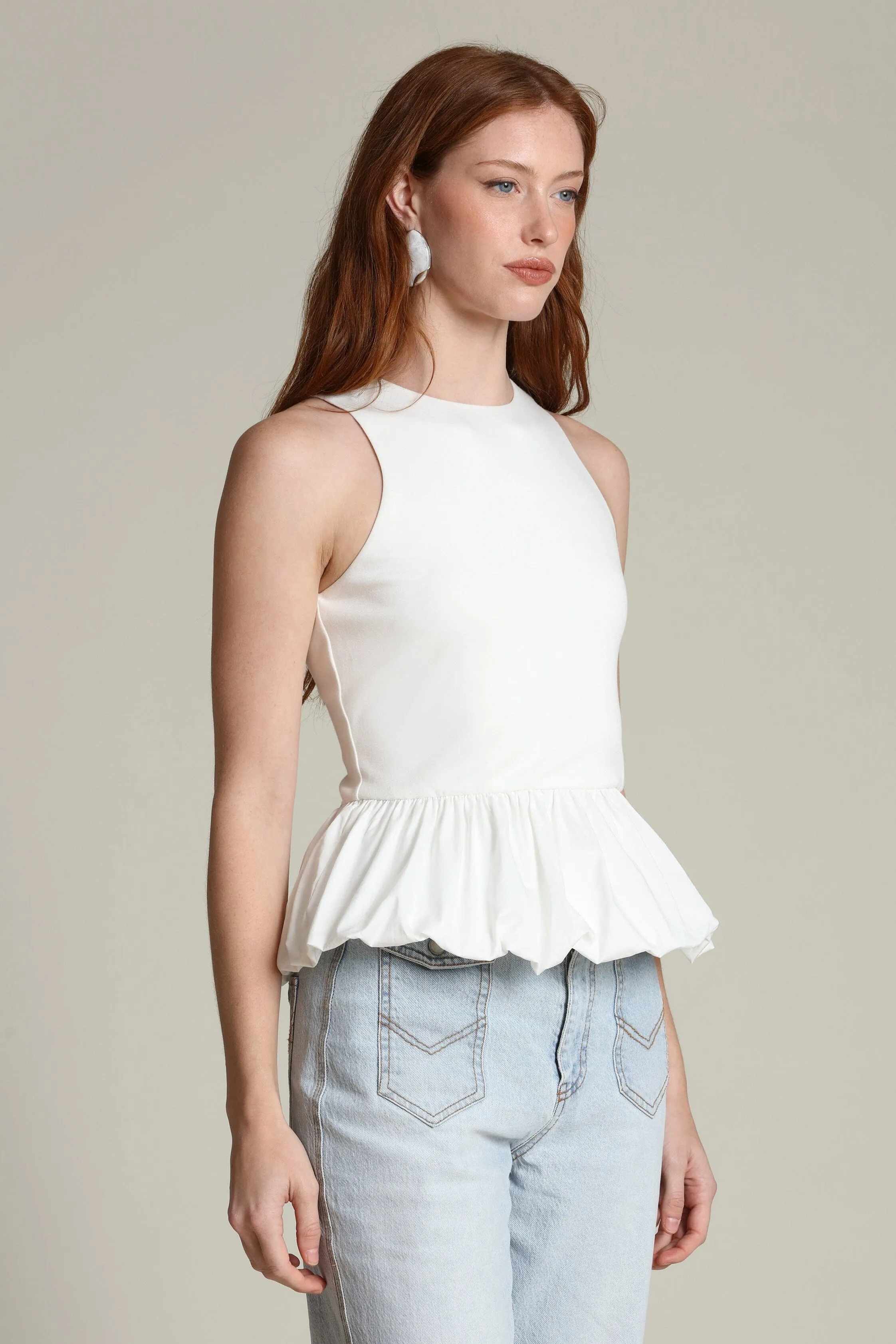 Mixed Media Peplum Tank Top sold by Avec Les Filles product image thumbnail 4