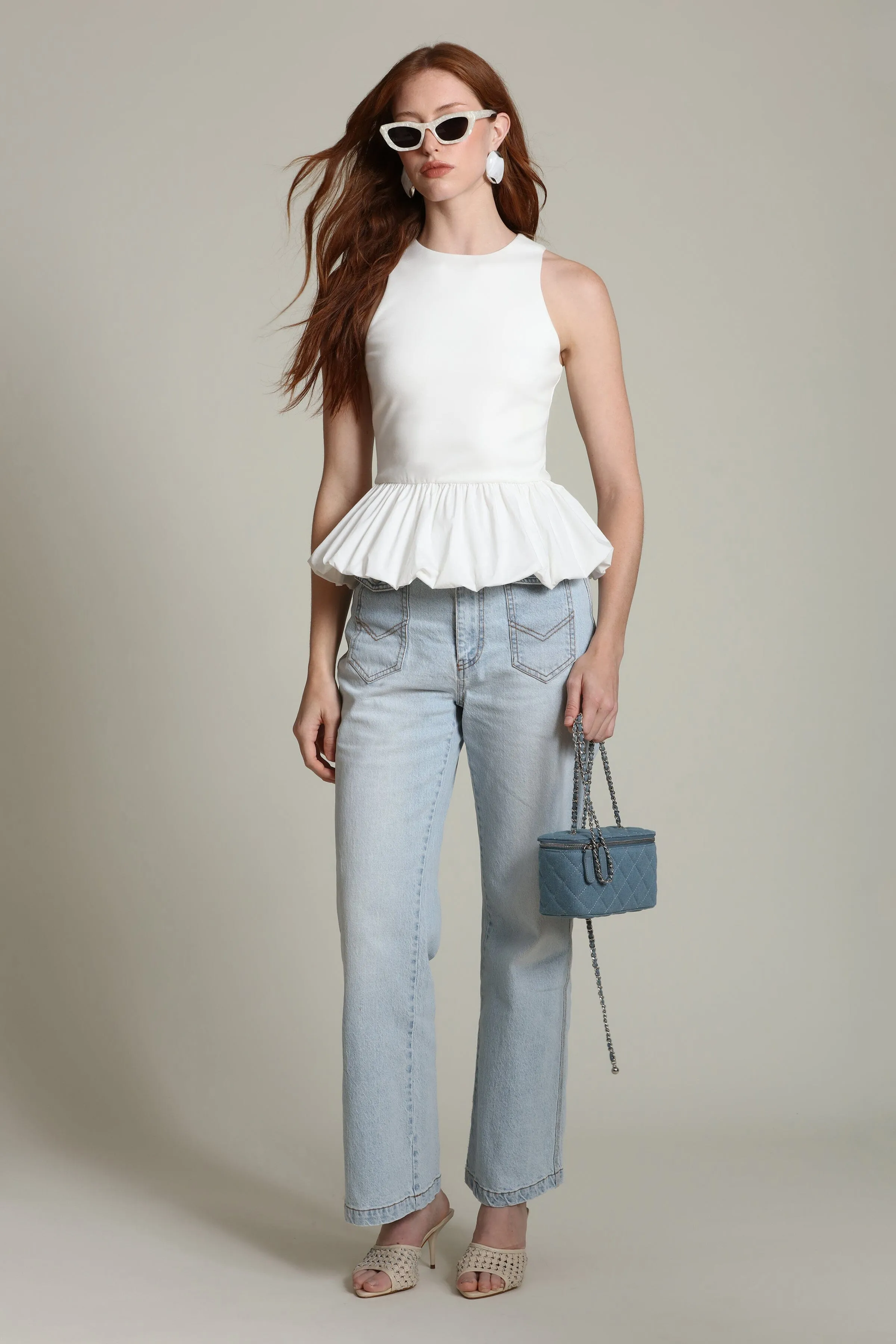 Mixed Media Peplum Tank Top sold by Avec Les Filles product image thumbnail 2