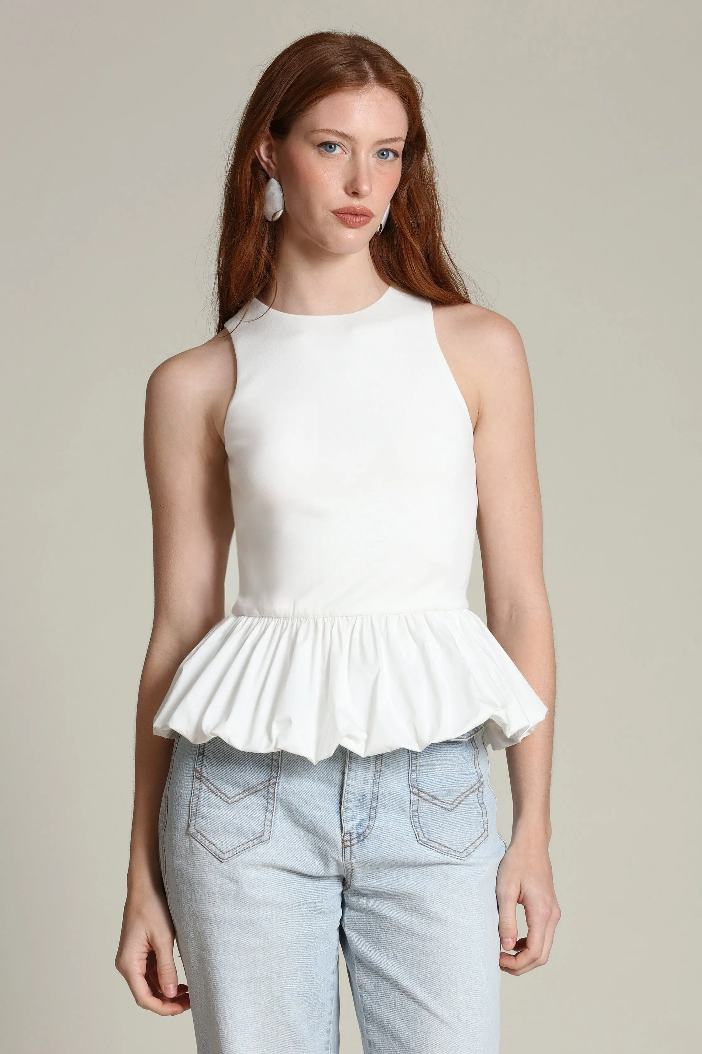 Mixed Media Peplum Tank Top sold by Avec Les Filles product image thumbnail 3