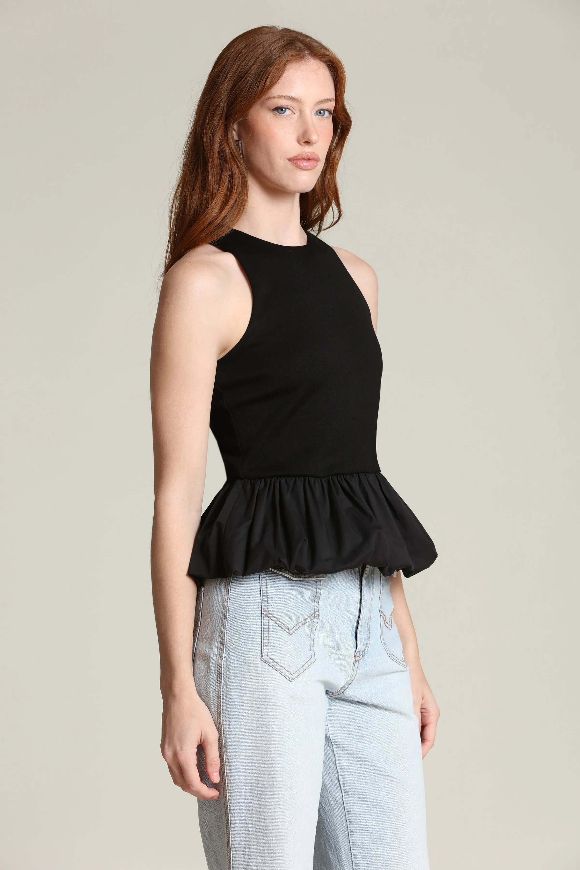 Mixed Media Peplum Tank Top sold by Avec Les Filles product image thumbnail 4