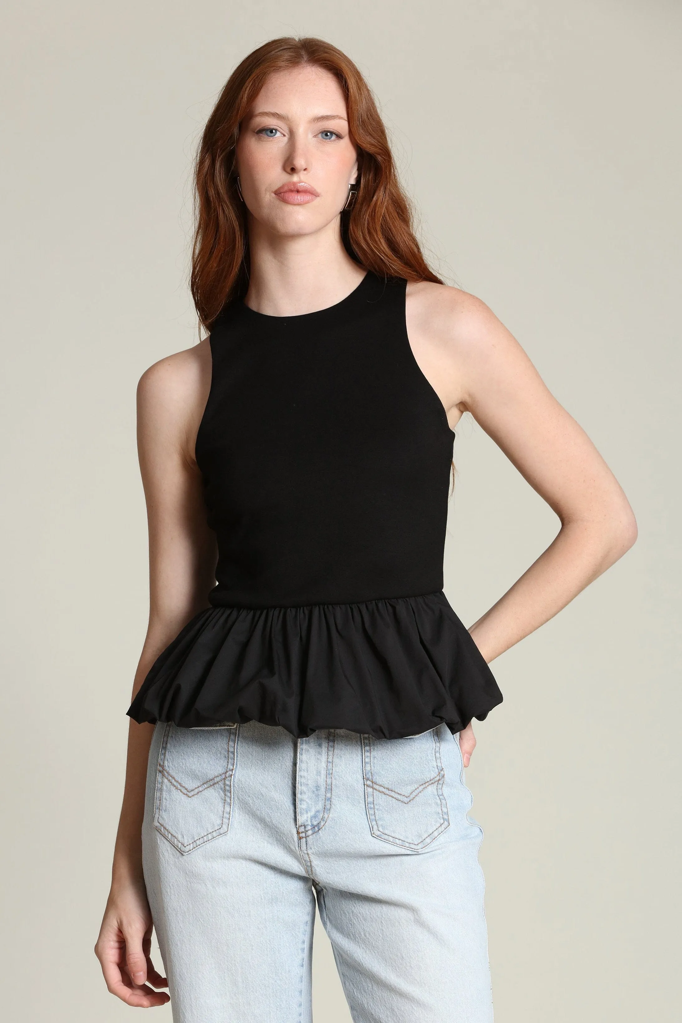 Mixed Media Peplum Tank Top sold by Avec Les Filles product image thumbnail 3