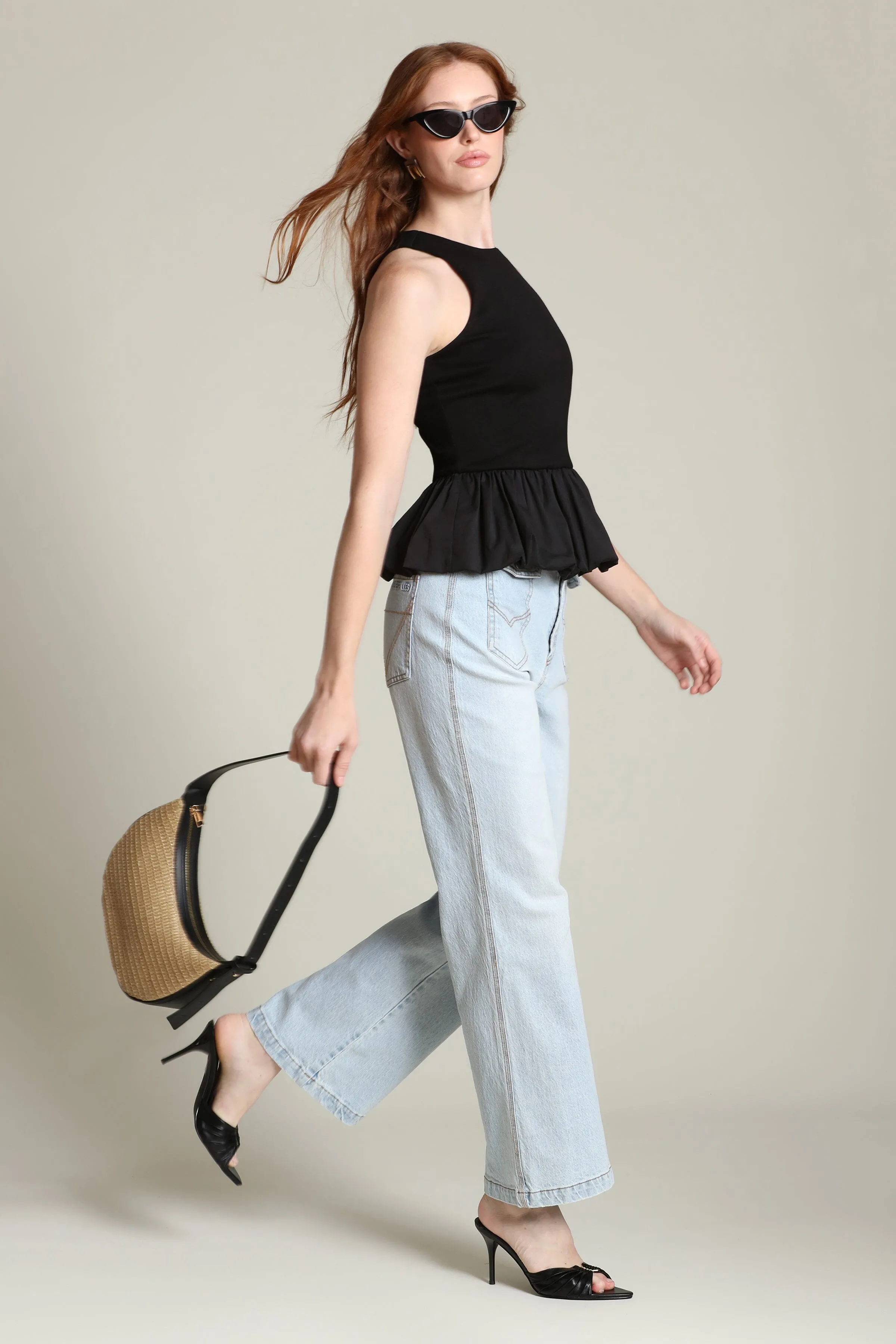 Mixed Media Peplum Tank Top sold by Avec Les Filles product image thumbnail 2