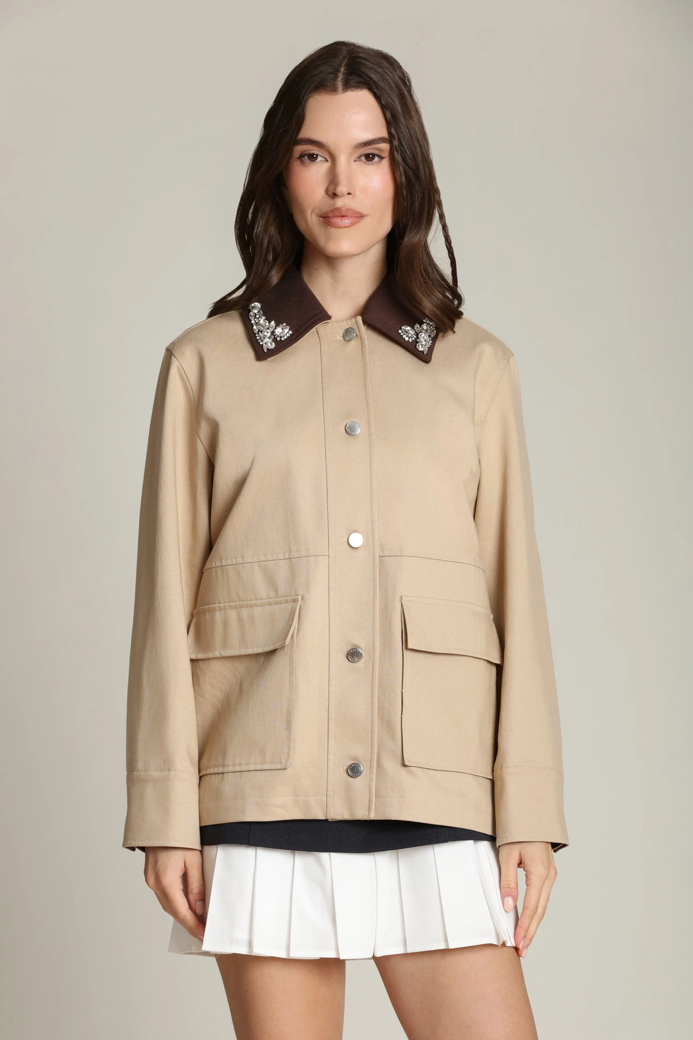 Embellished Cotton Lyocell Barn Jacket sold by Avec Les Filles product image thumbnail 4