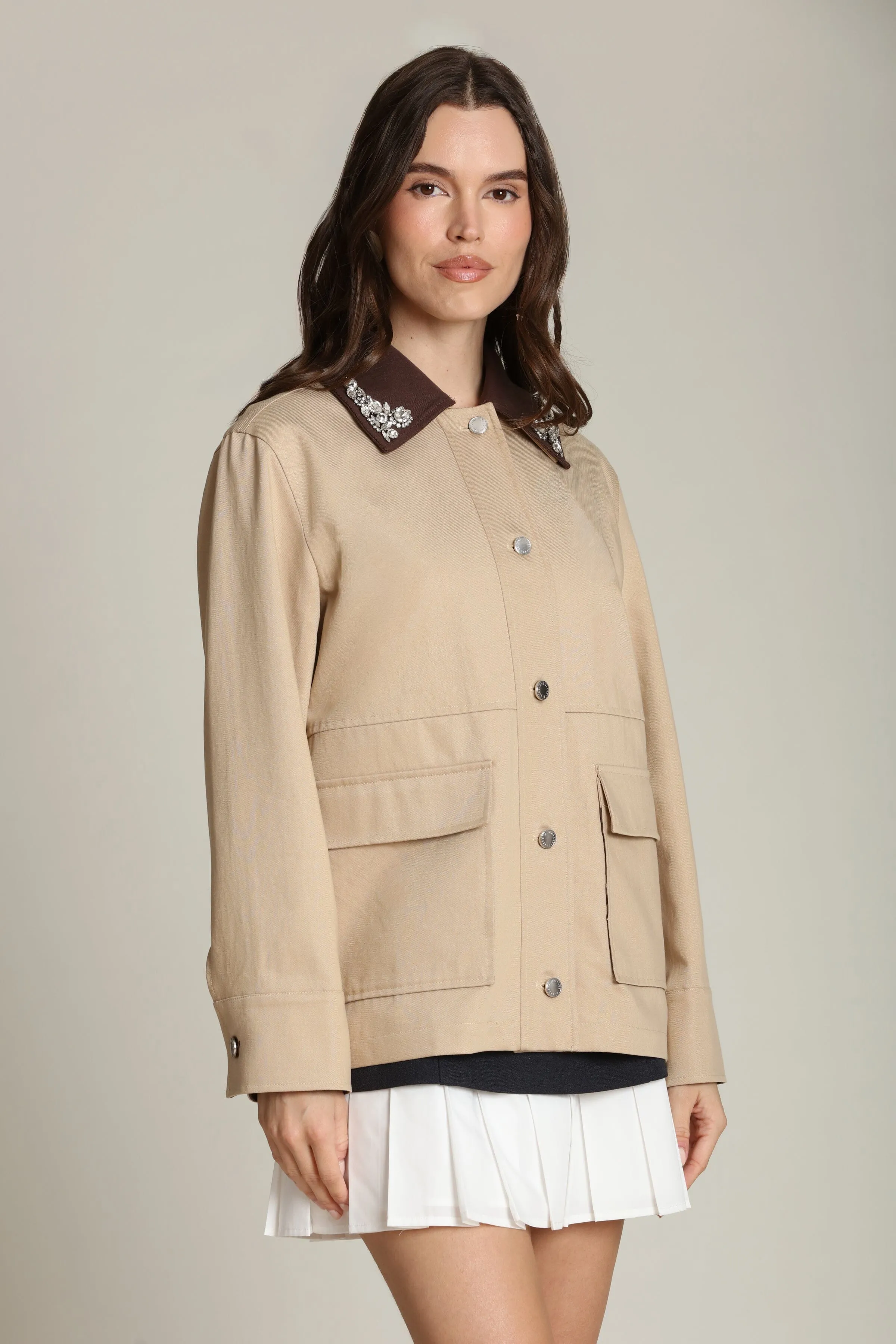 Embellished Cotton Lyocell Barn Jacket sold by Avec Les Filles product image thumbnail 5